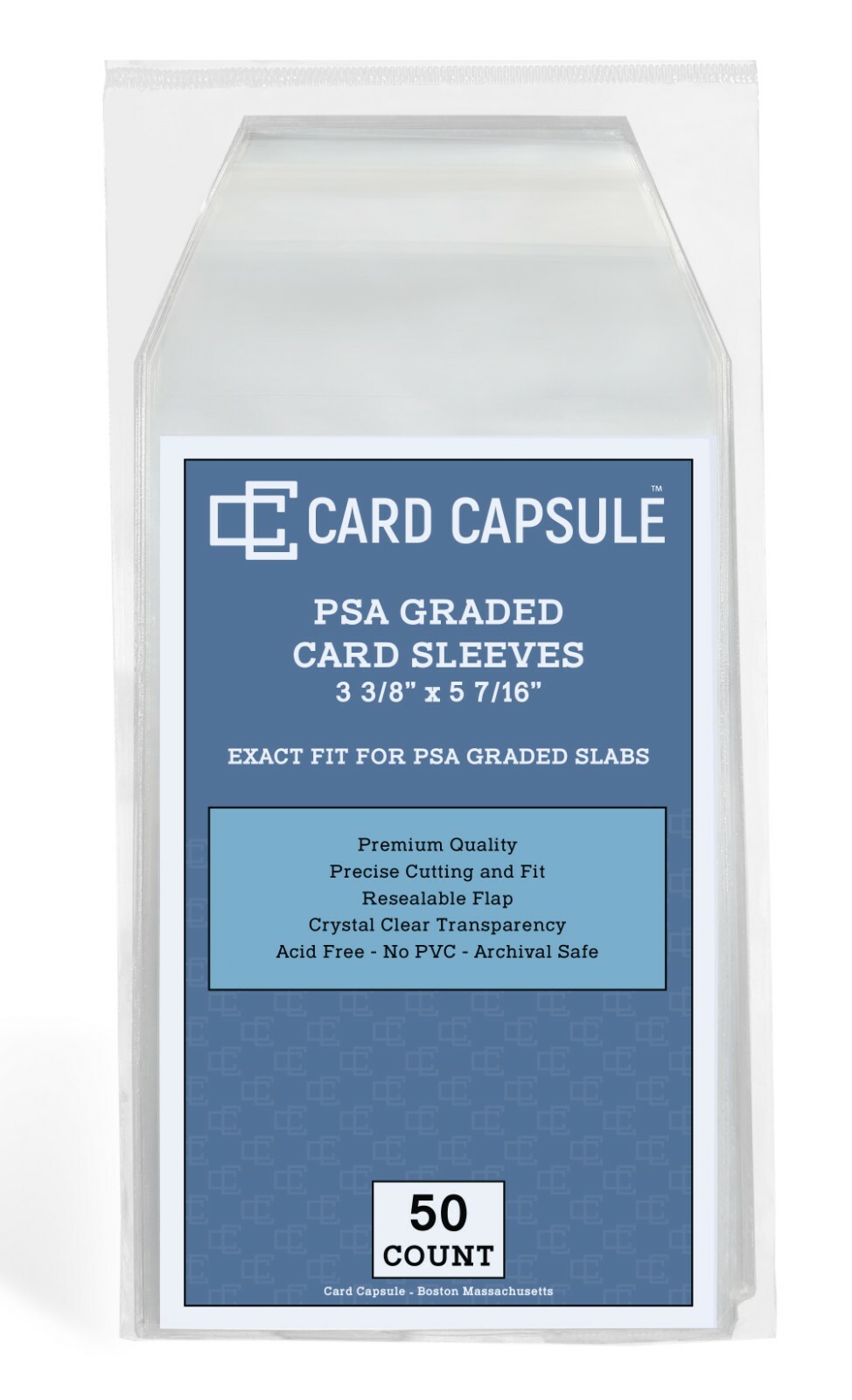 Card Capsule 50 Count Exact Fit for PSA Graded Slabs Resealable Sleeves Bags.