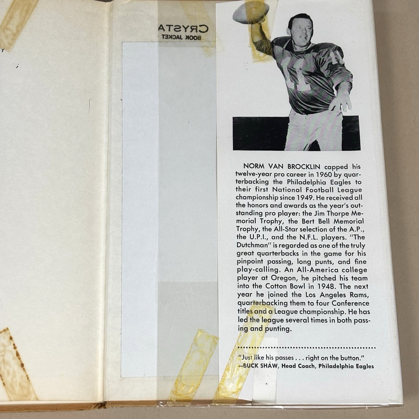Norm Van Brocklin’s Football Book: Passing, Punting, Quarterbacking-Vtg 1961 HC