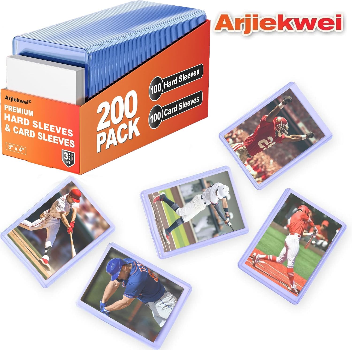 2000 Pack Card Sleeves Hard Plastic, Arjiekwei 3″X4″ Baseball Cards Protector…
