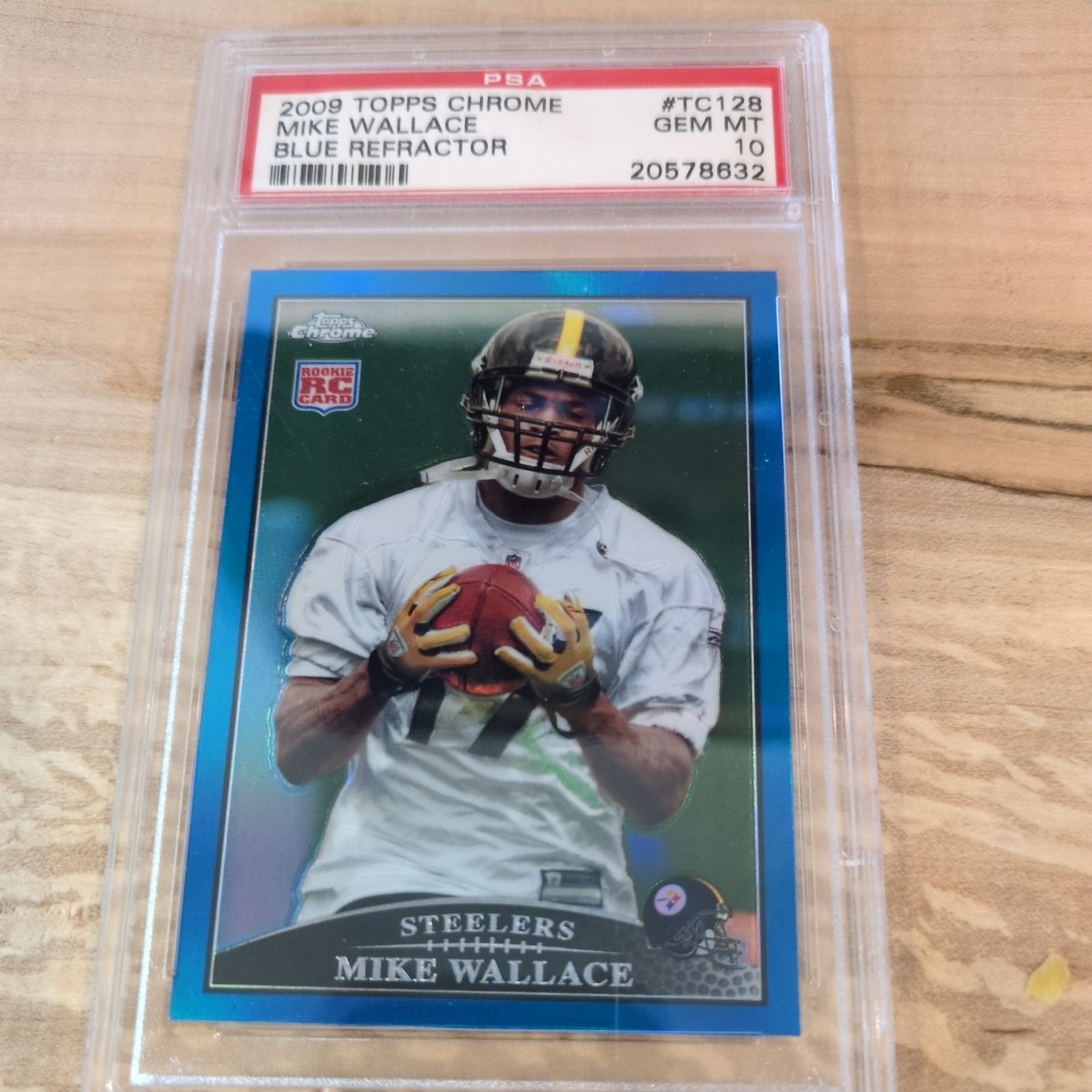 2009 Topps Chrome – Mike Wallace #TC128 Blue Refractor (RC)- PSA GEM MT 10 pop 5