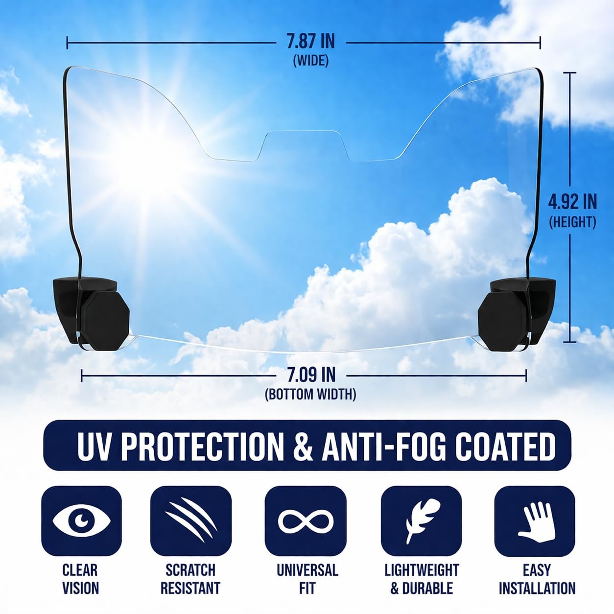 Clear Football Visor for Helmet with Anti-Fog Shield, Scratch-Resistant, UV B…