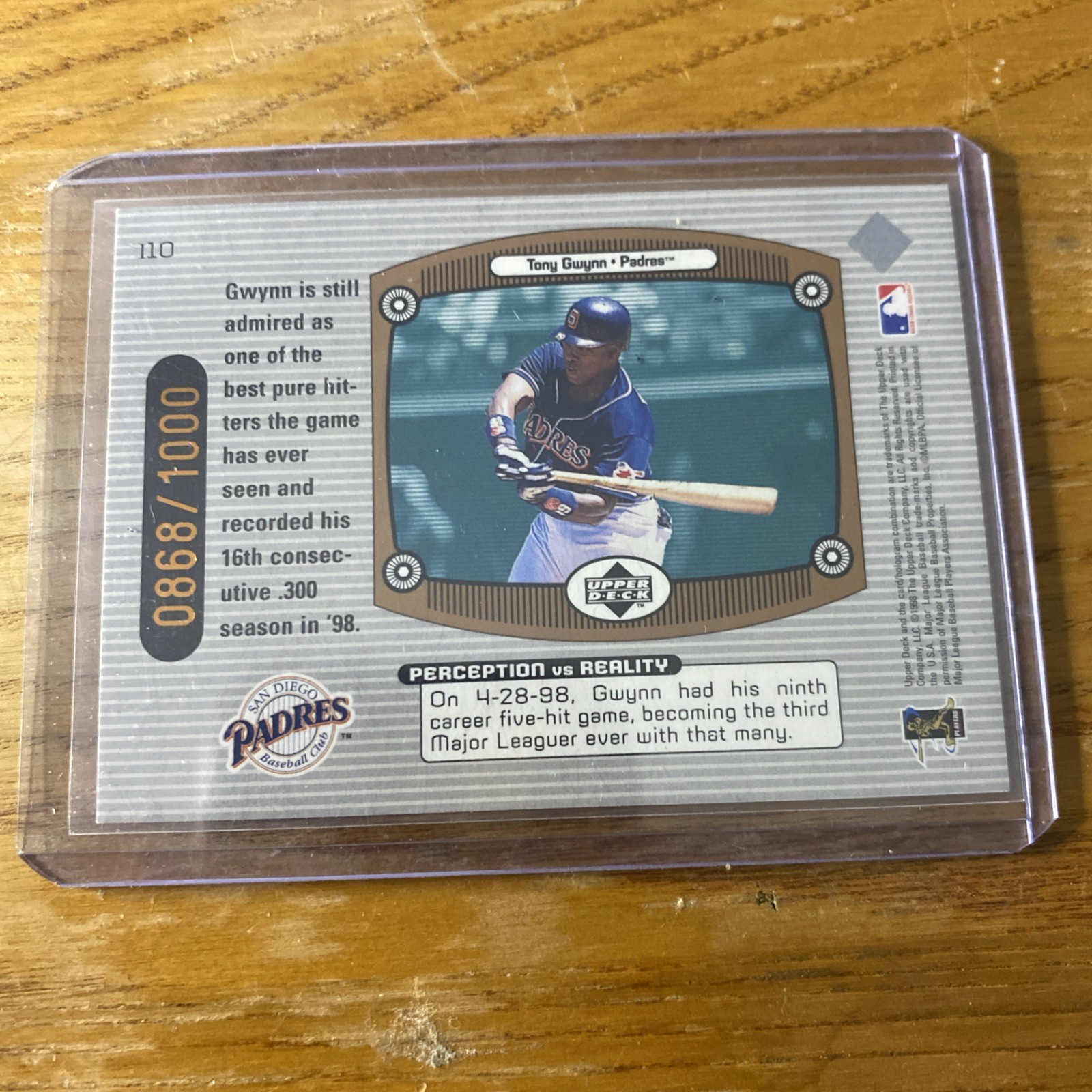 1999 Upper Deck – Immaculate Perception Tony Gwynn #I10 Double /1000