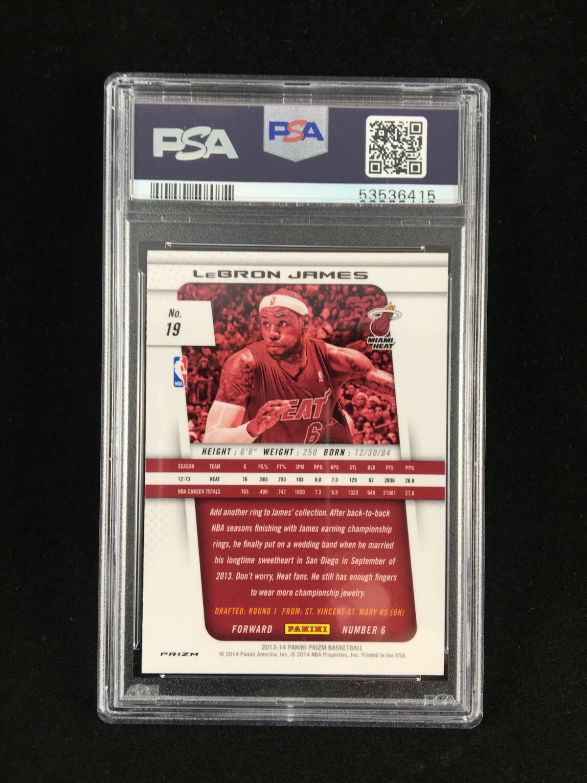 Pop 38 PSA 10 LeBron James 2013-14 Panini Prizm Monster Box RWB Pulsar #19 Heat