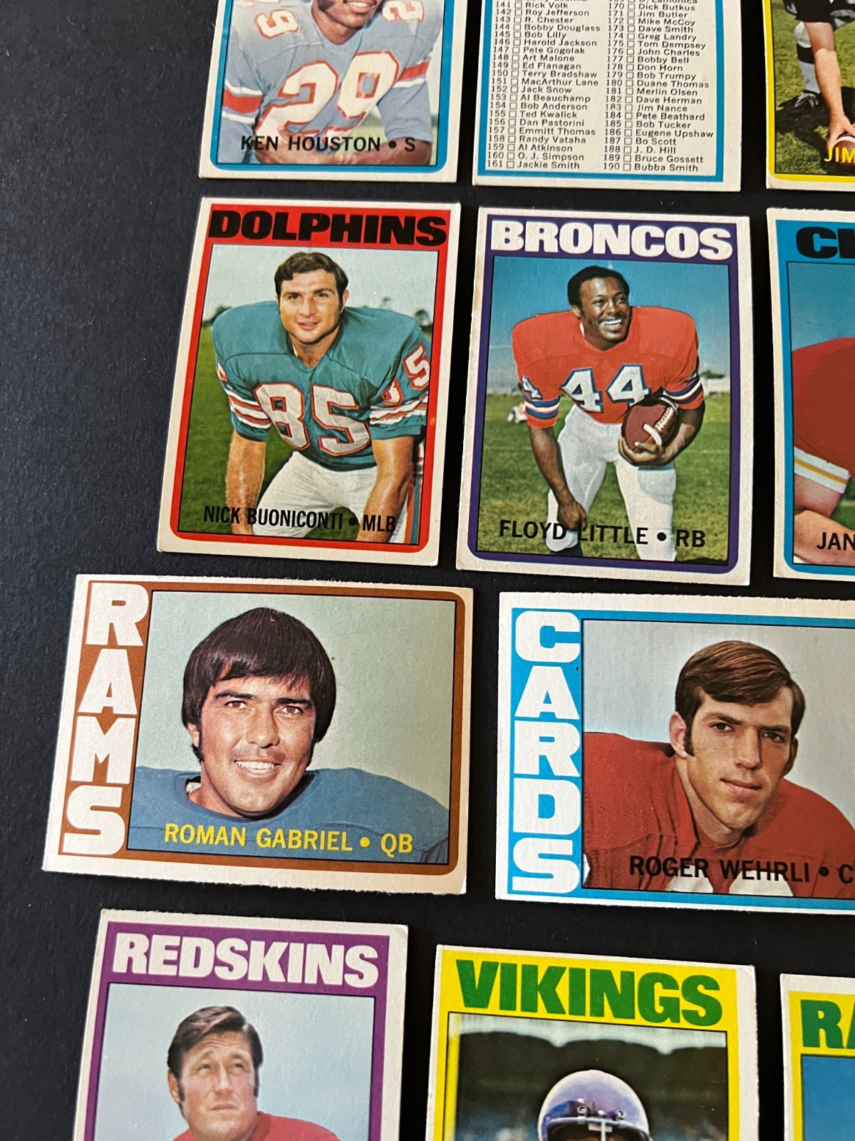 1972 Topps FB- lot of 200 diff. – Stars, hofers, specials, checklists++- ex/mt-