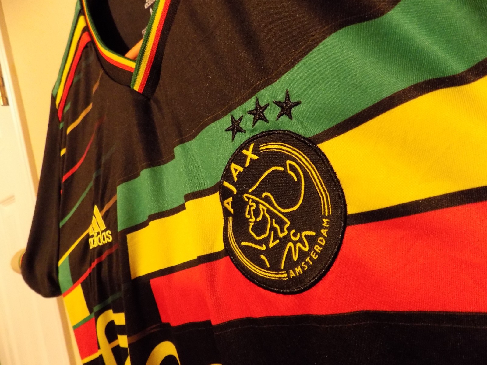Bob Marley Ajax Amsterdam Soccer Jersey (Medium Adult) adidas/Ziggo/Great Con.