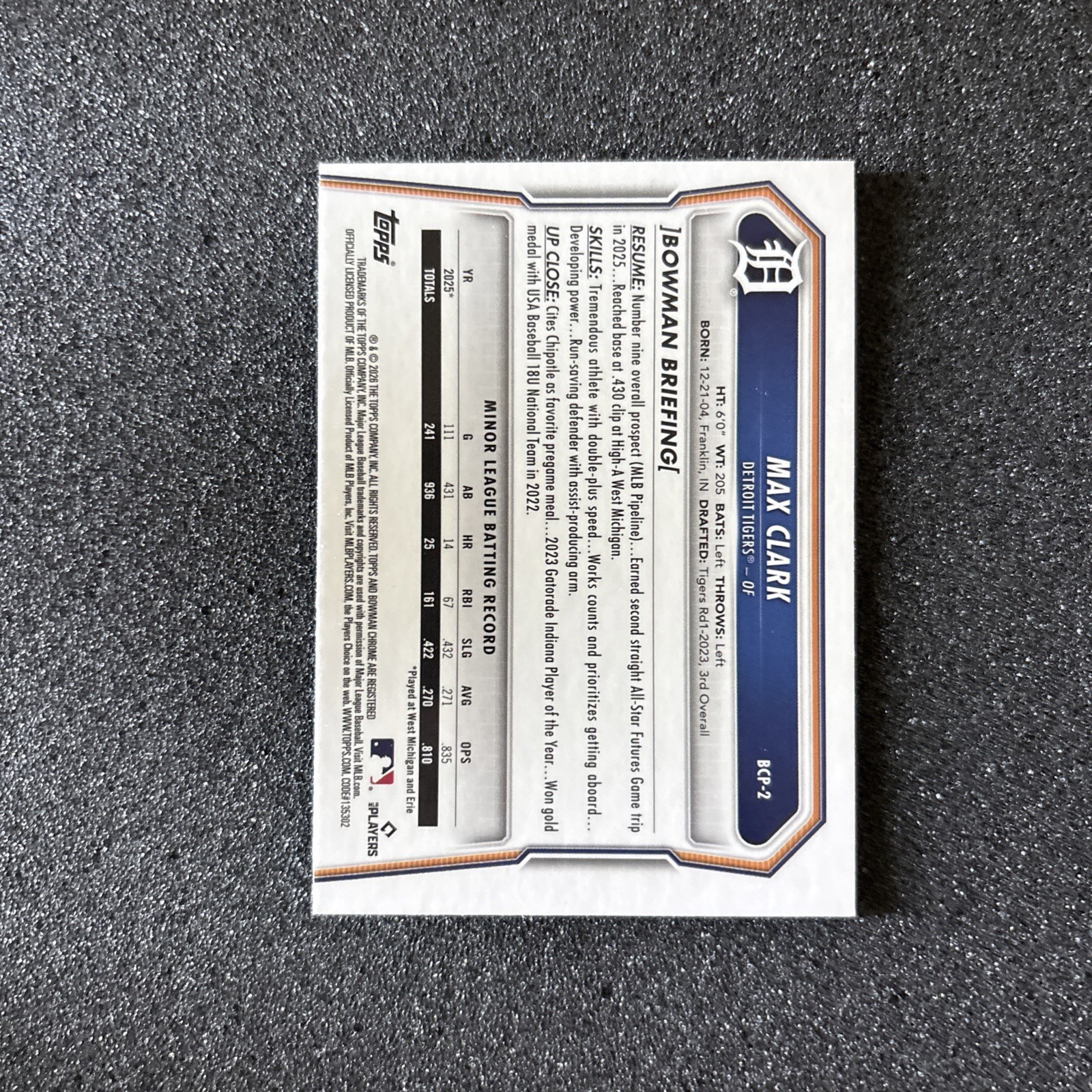 Max Clark 2026 Bowman Chrome League Logofractor Refractor SP Prospect #BCP-2