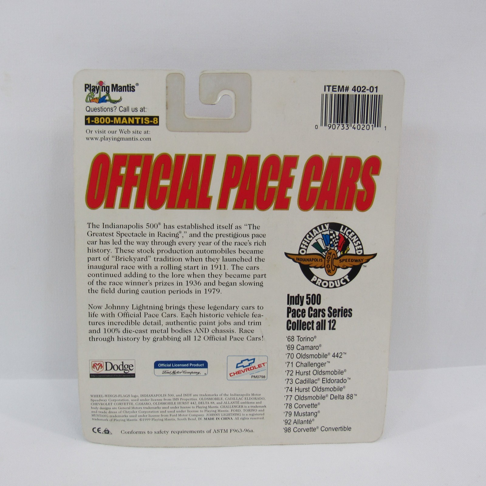 1968 Indy 500 Pace Car Diecast Ford Torino Convertible Johnny Lightning 1:64