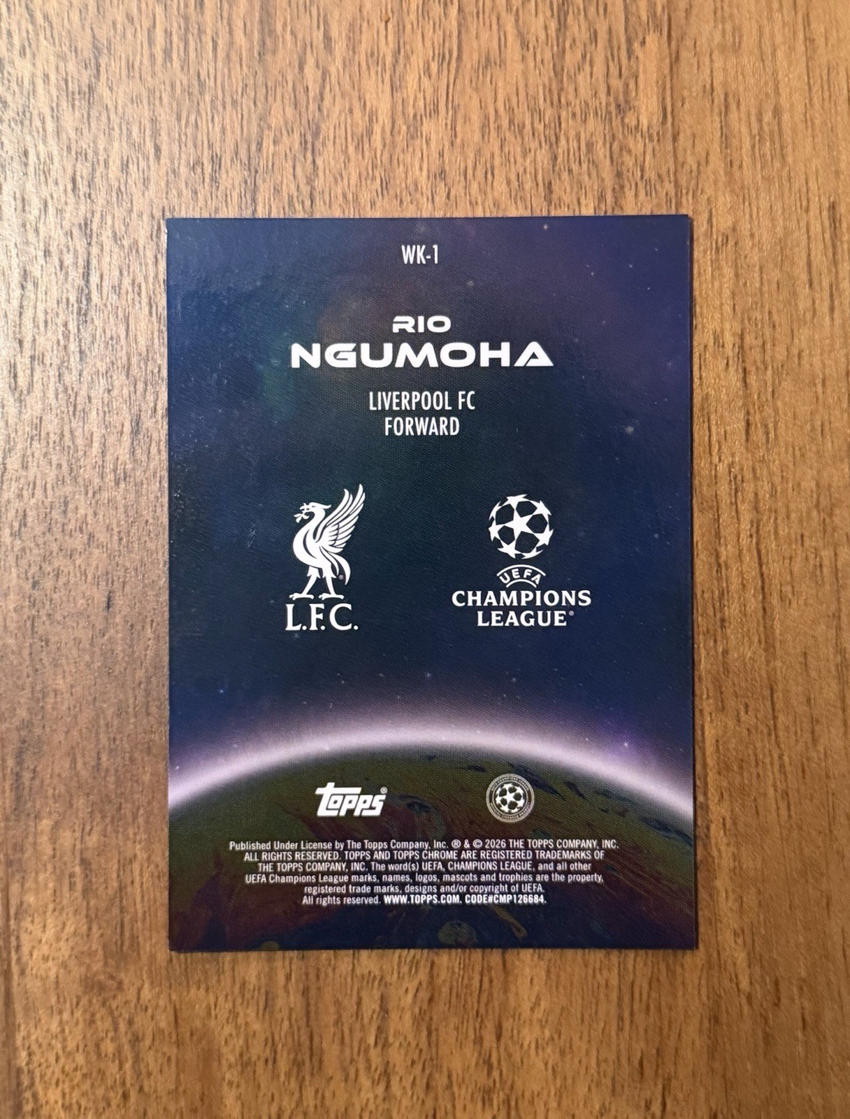 2025-26 Topps Chrome UCL Wonderkids WK-1 Rio Ngumoha RC Gold Serial # 1/50