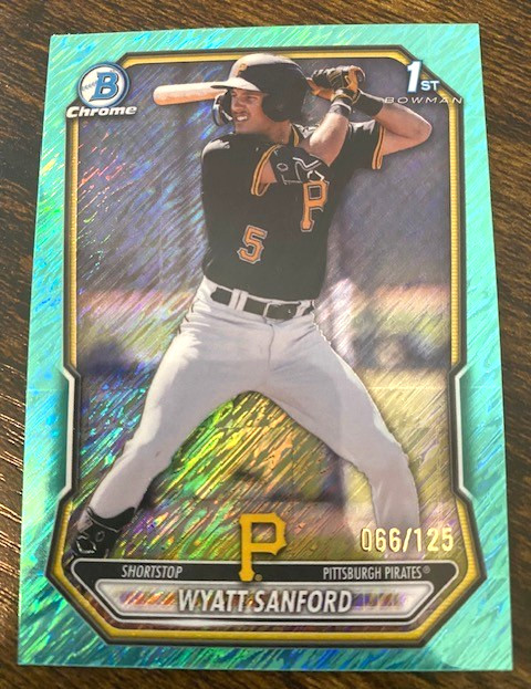 Wyatt Sanford – 2026 Bowman Chrome 1st – Aqua Shimmer Refractor /125 – Pirates