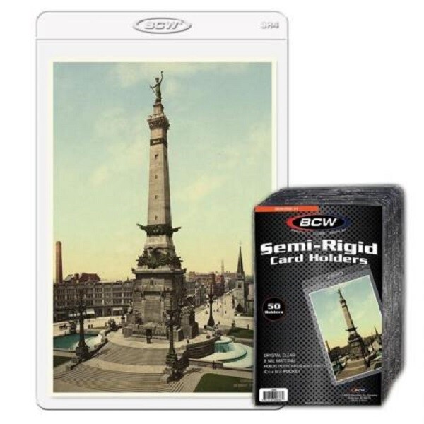 50 BCW Quality Semi-Rigid Card Holder #4 For Standard Postcards 4 1/2 x 7 1/8