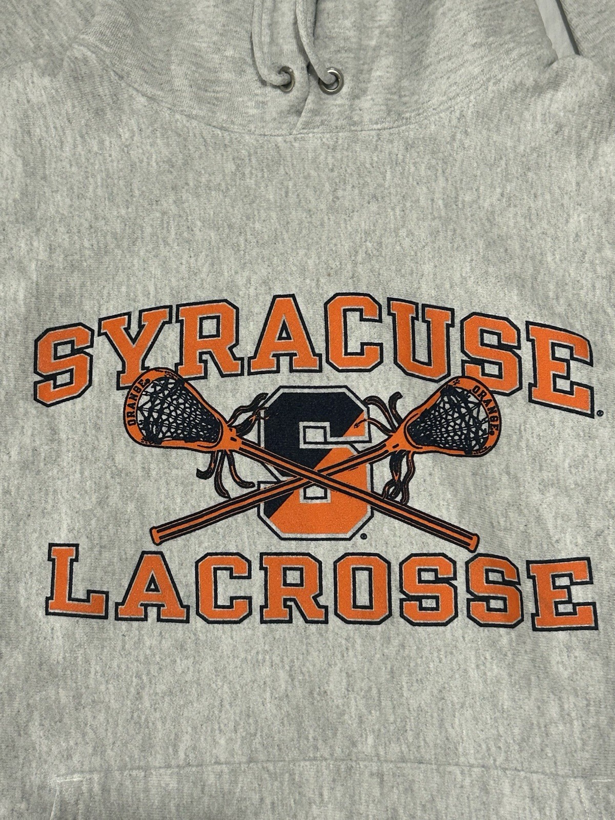Syracuse Orange Hoodie Mens Large Gray NCAA Lacrosse Champion Reverse Weave