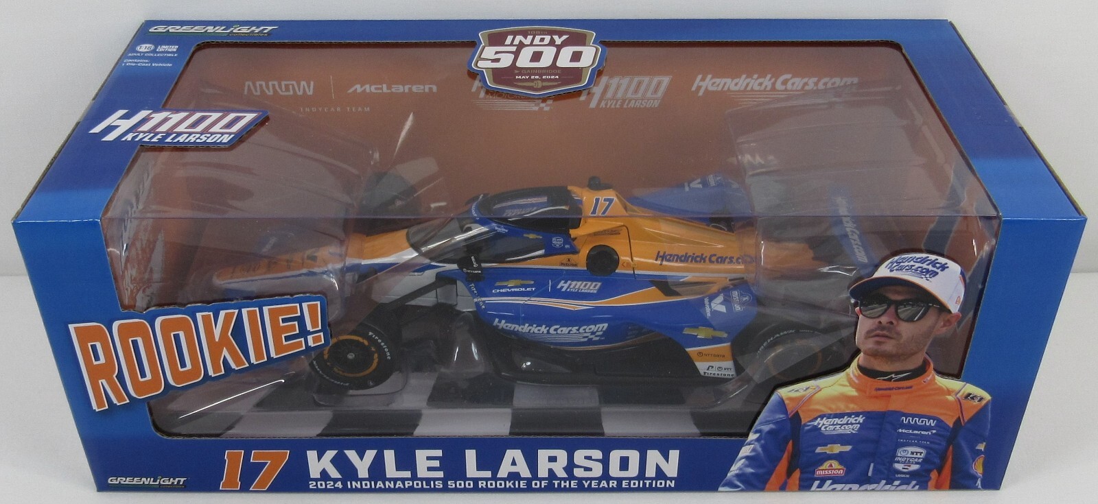 2024 Diecast Scale: 1:18 Indy 500 Rookie of The Year Kyle Larson H1100 Hendrick
