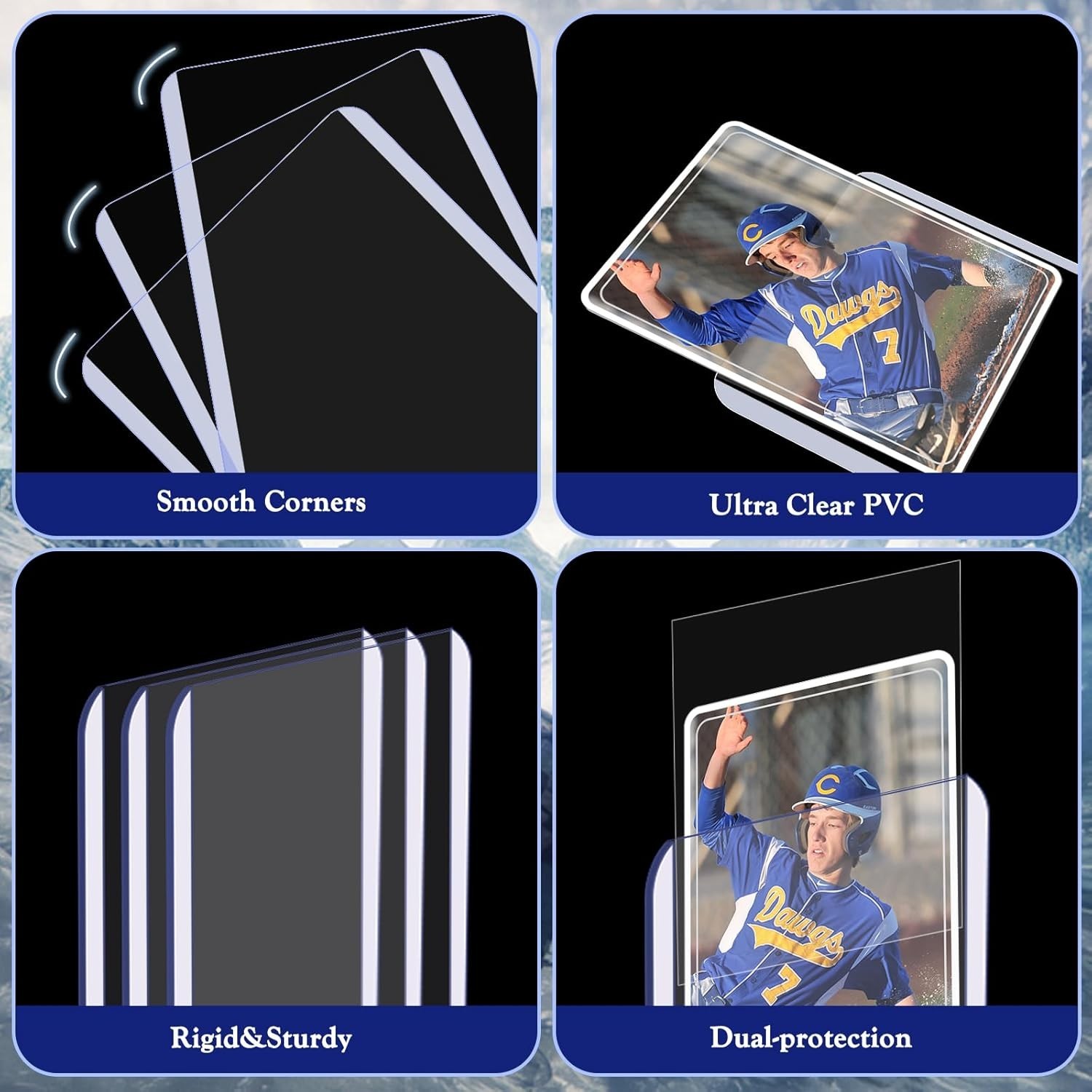 Trading Card Sleeves Hard Plastic Clear Case Holder 200 Baseball Cards Topload!!