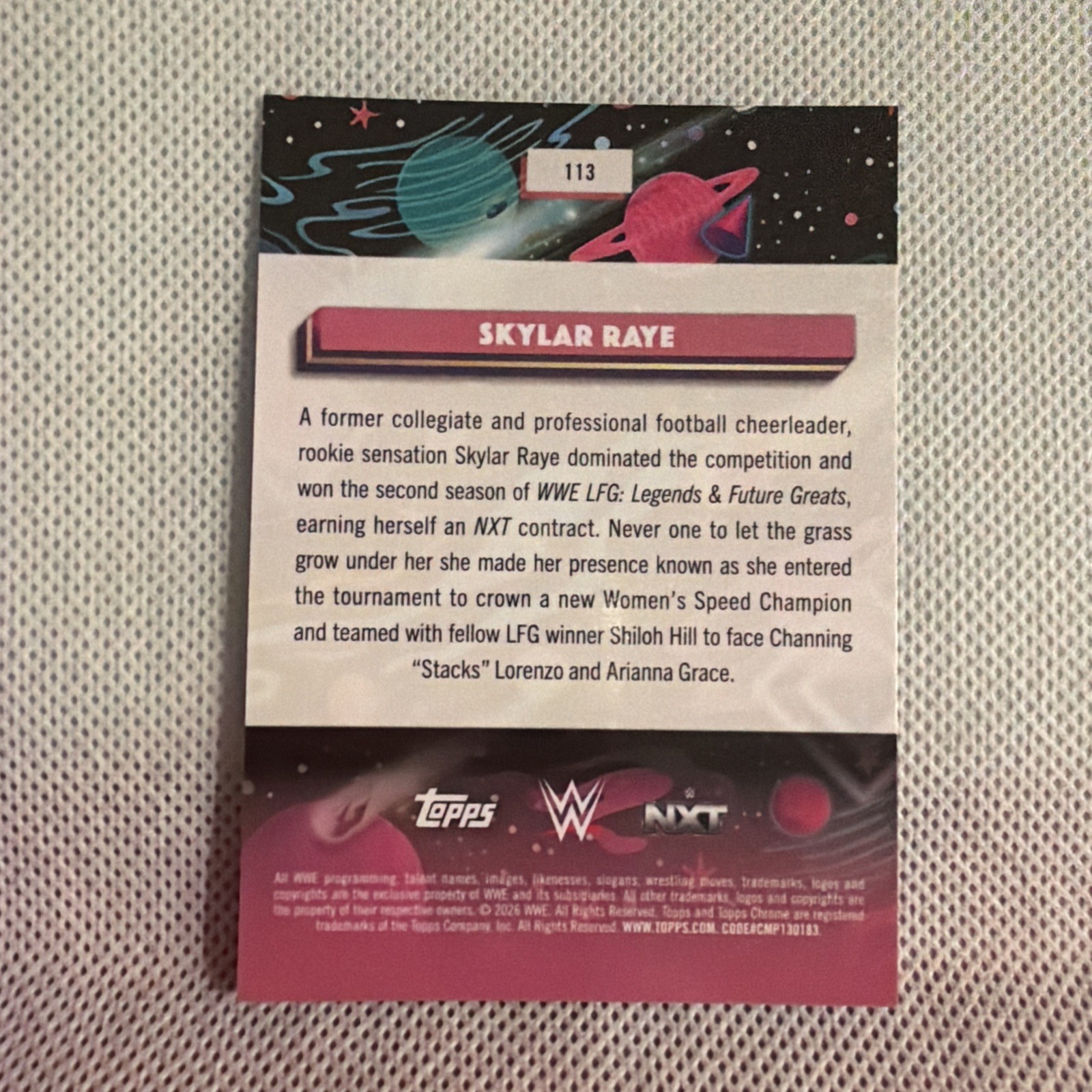 2026 Topps Chrome Cosmic WWE #113 Skylar Raye Rookie Card RC Base QTY