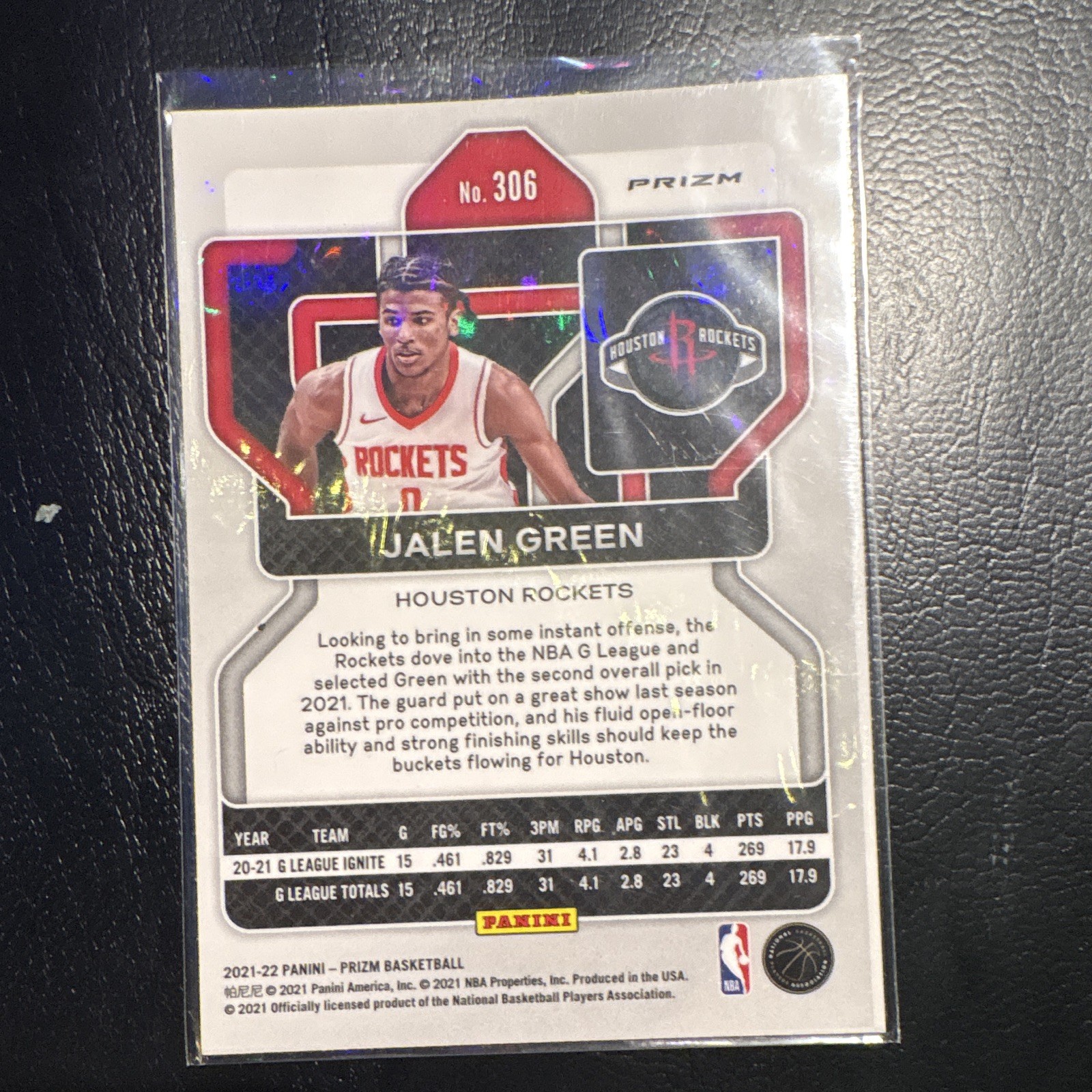 Panini 2021-22 Prizm Jalen Green #306 Rockets Rookie Orange Ice Prizm