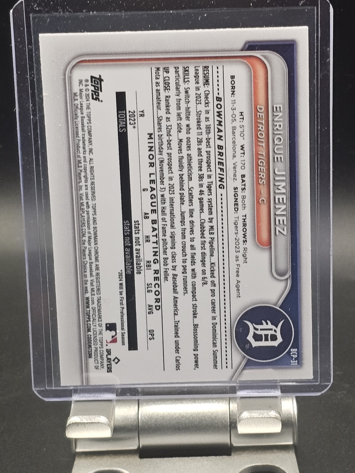 2024 Bowman – Chrome Prospects Enrique Jimenez #BCP-31 Navy Mojo Refractor /175