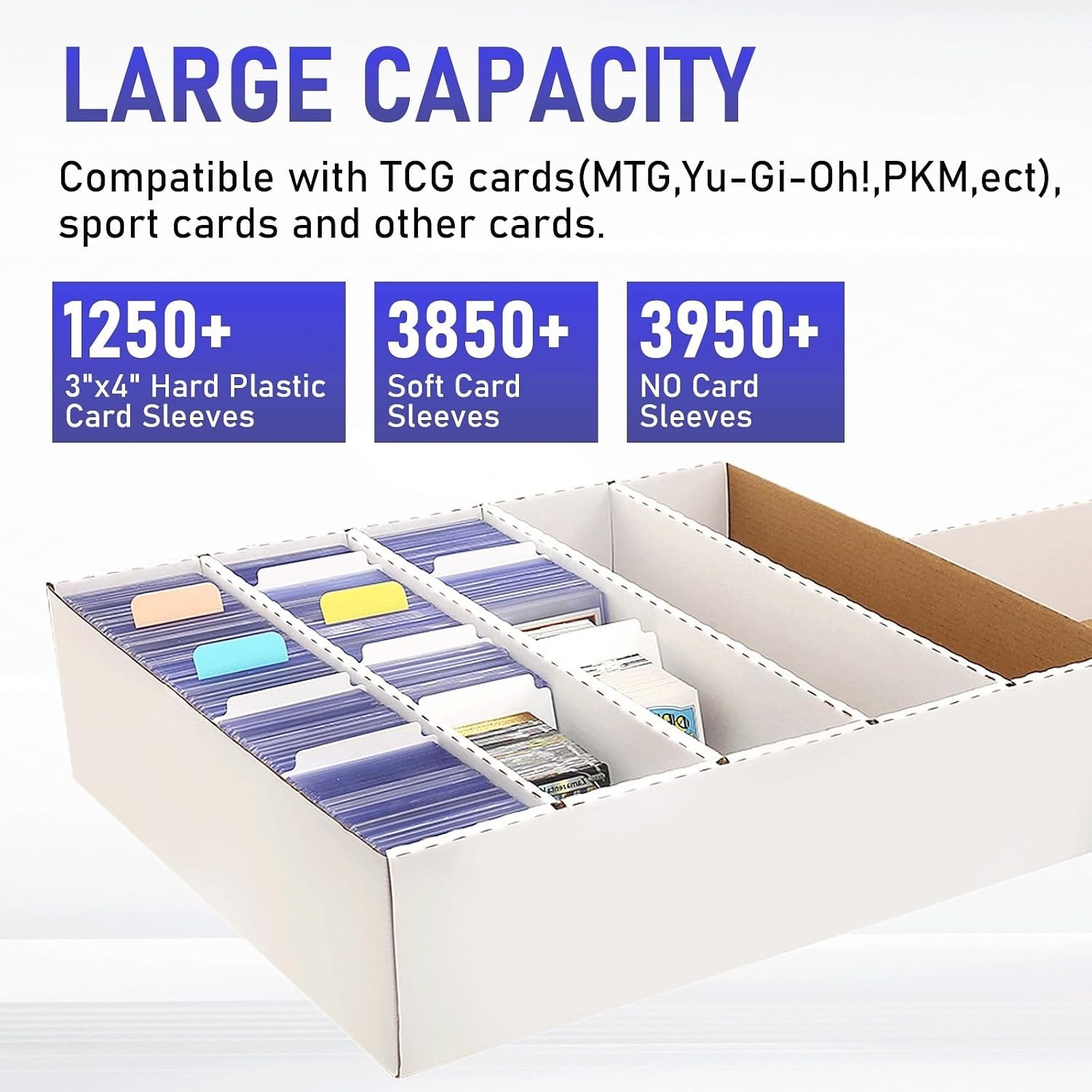 Luxury 5-Row Sports Card Storage Box – Holds 3200 Cards with Dividers