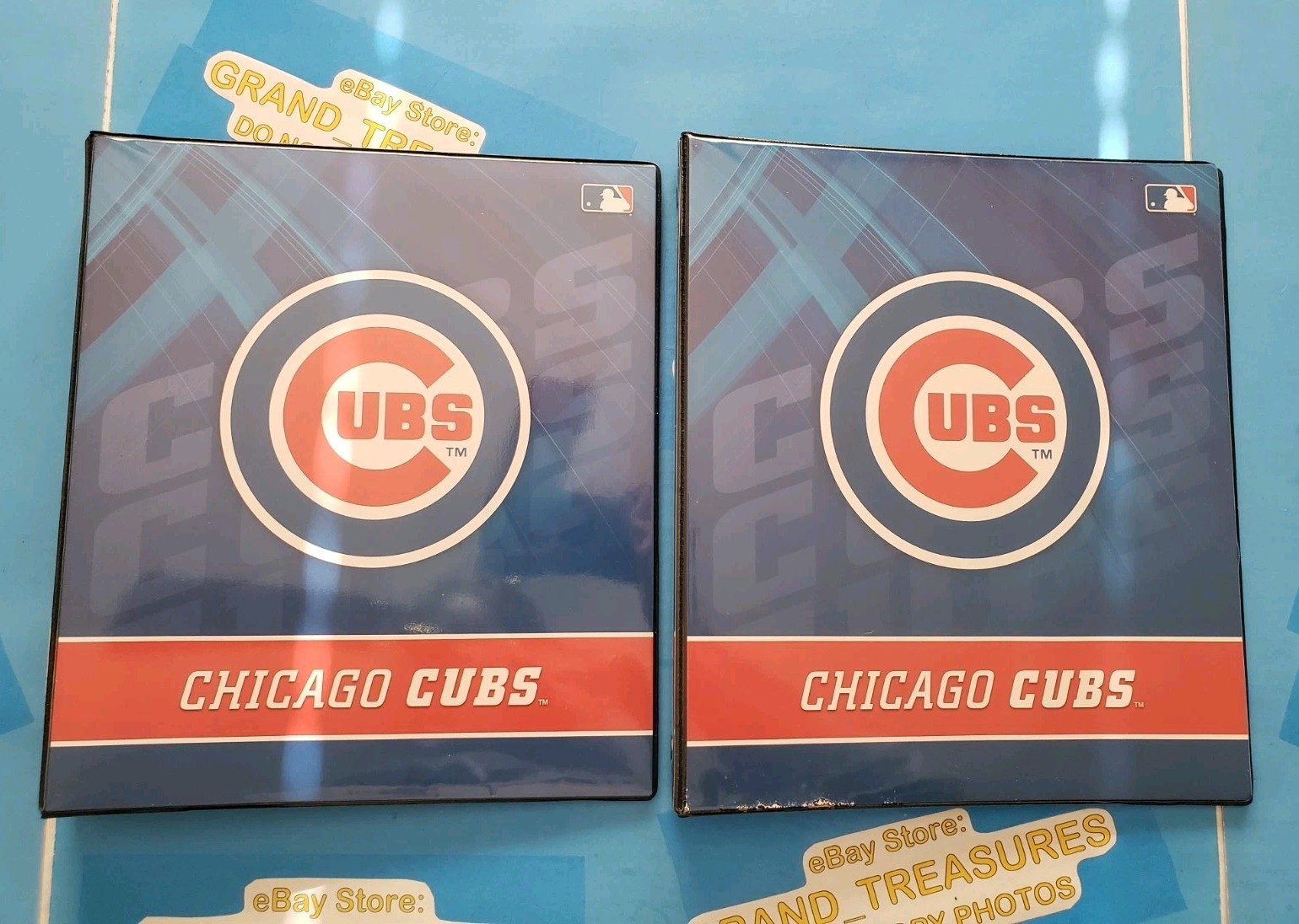 LOT OF 2 MLB CHICAGO CUBS 1-INCH 3-RING BINDER Markings Gibson School Collecting