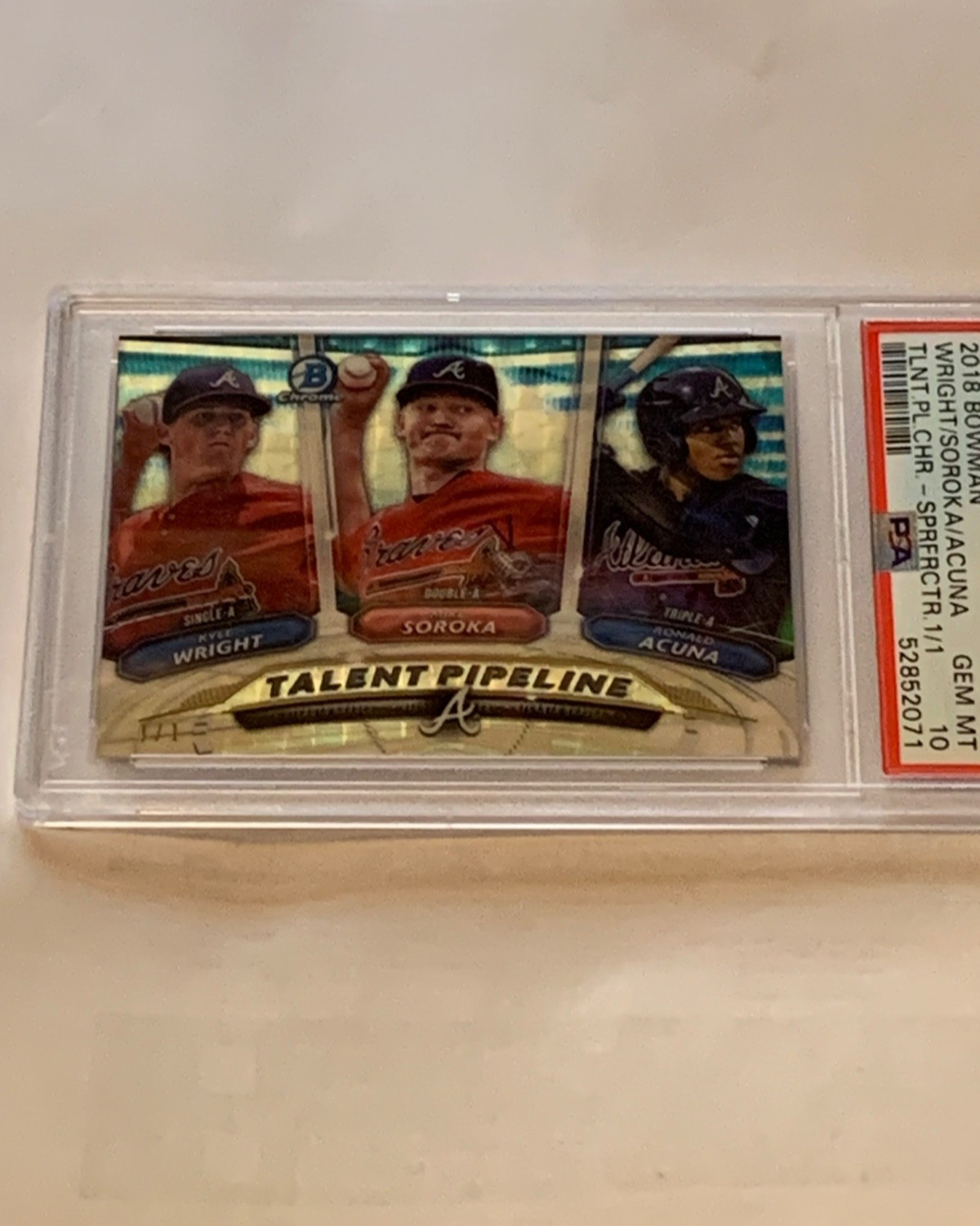 2018 Bowman Chrome Ronald Acuna Rookie Superfractor 1/1 Talent Pipeline PSA 10