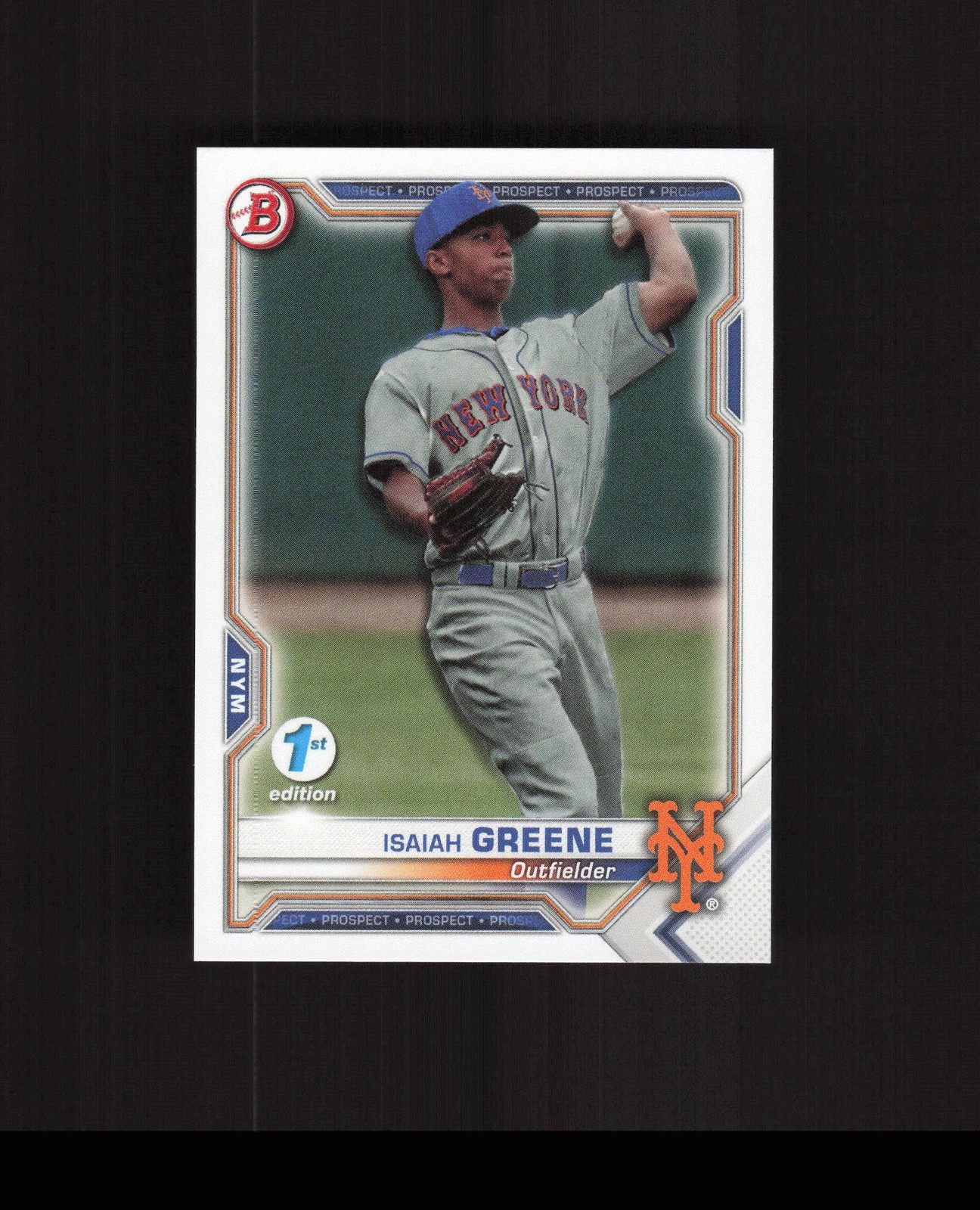 2021 Bowman 1st Edition #BFE-62 Isaiah Greene Baseball Card New York Mets