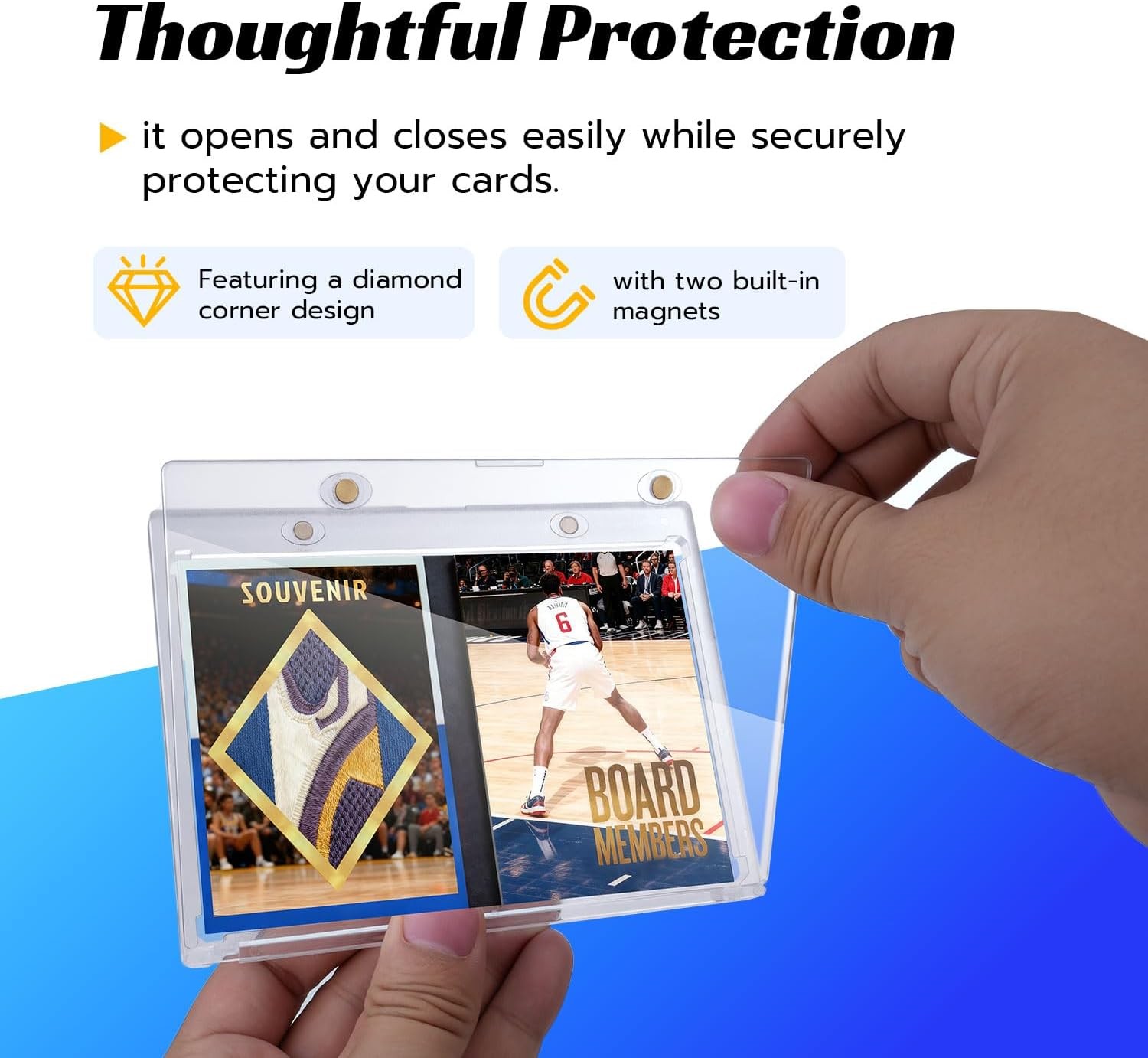 5 Pack 175pt Vertical Booklet Magnetic Card Holder, Acrylic One Touch Card Case