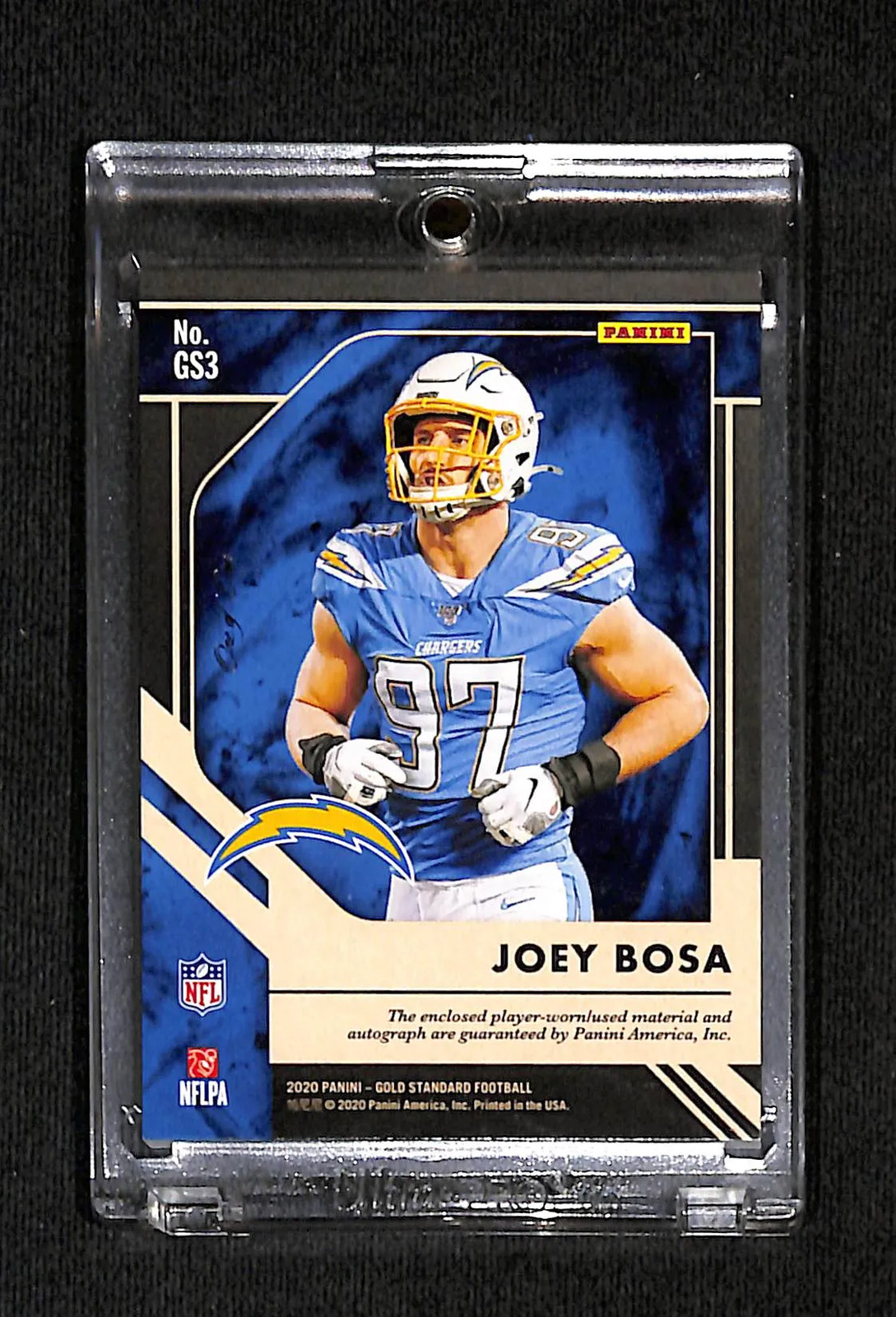 2020 Gold Standard Golden Shield Signatures Joey Bosa 1/1 NFL Shield Player Used