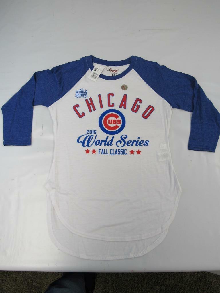 New 2016 World Series Champions Chicago Cubs Womens Sizes S-M-L-XL Raglan Shirt