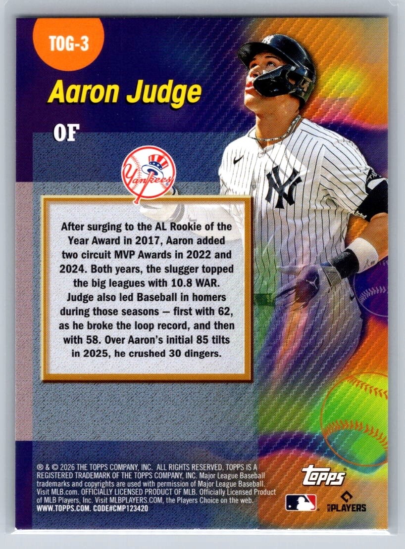 2026 Topps Series 1 Titans of the Game #TOG-3 Aaron Judge New York Yankees