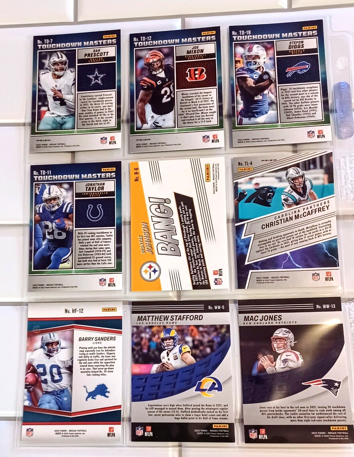 9 CARD LOT 2022 MOSAIC FOOTBALL VETERNS INSERTS