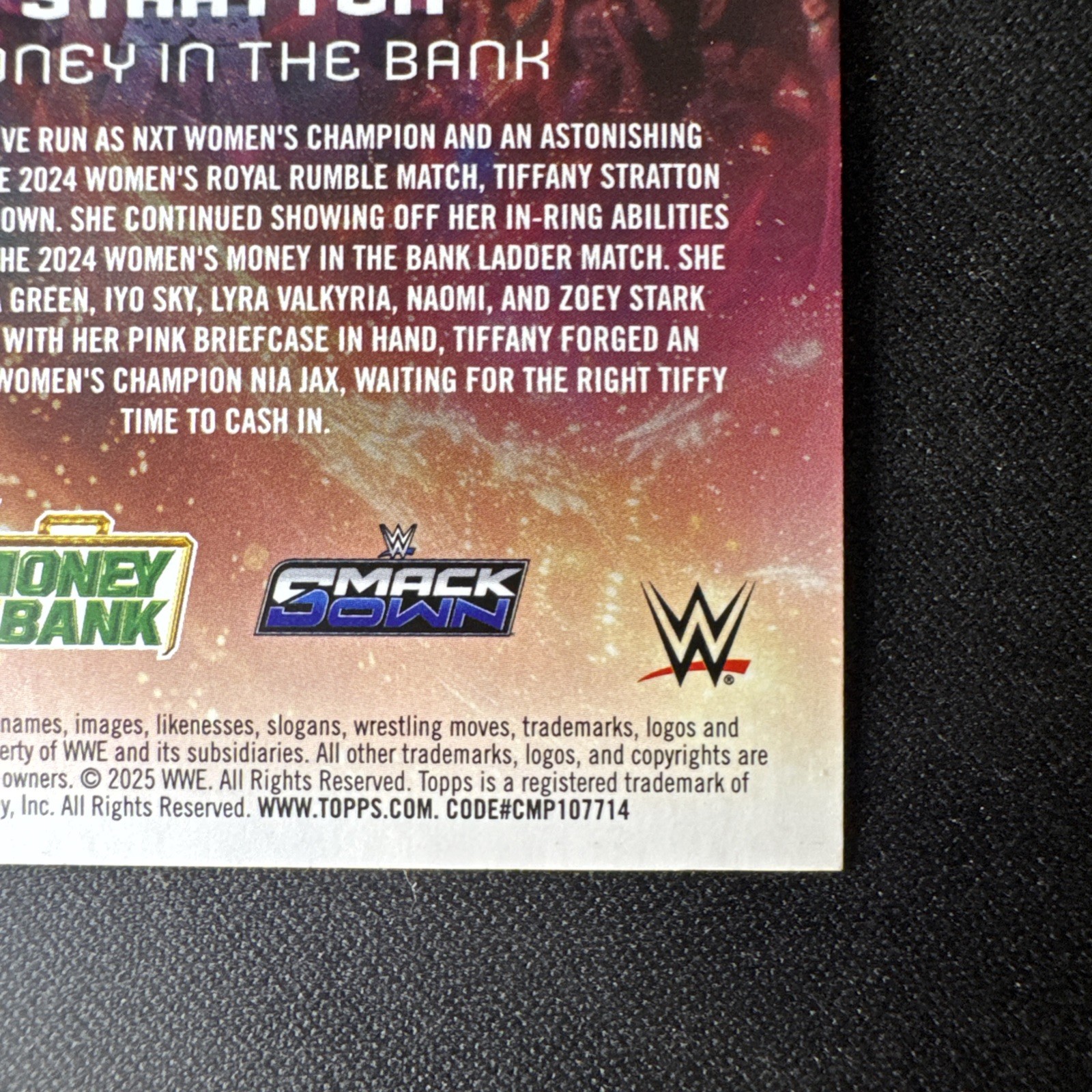 2025 Topps WWE Universe Tiffany Stratton Money In The Back Event Variation
