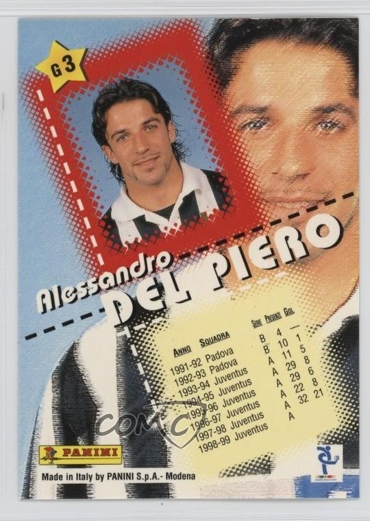 1999 Panini Calcio I Grandi Alessandro Del Piero #G3 05bt