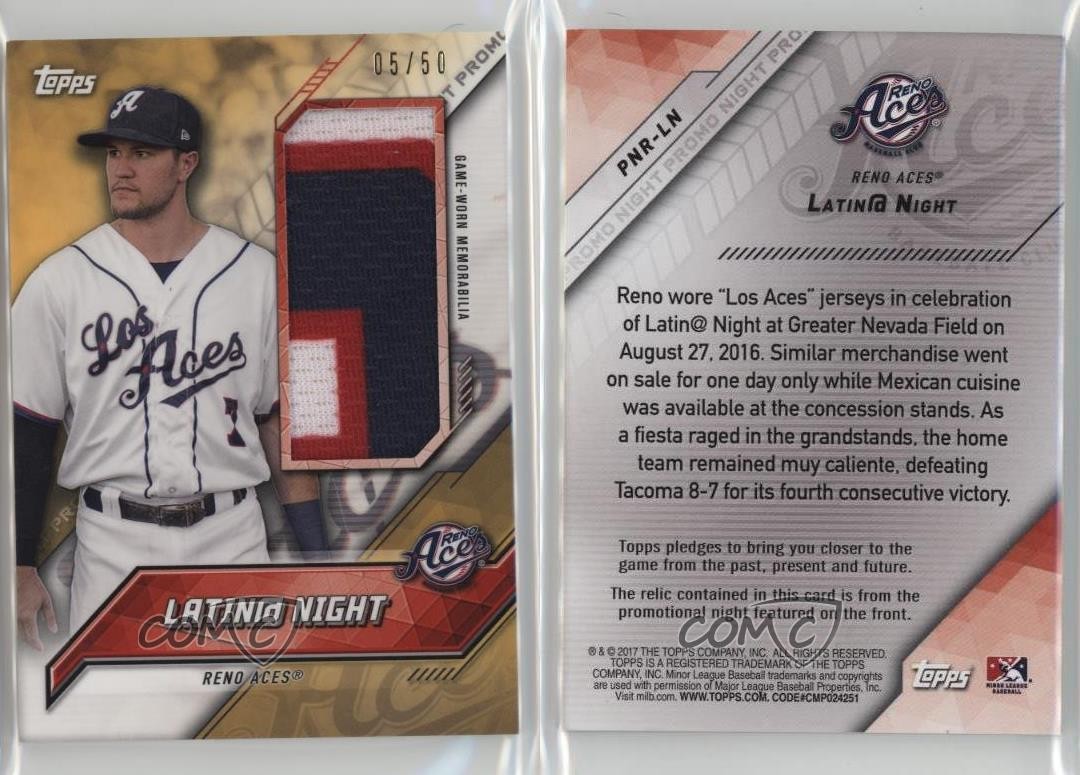 2017 Pro Debut Promo Night Uniforms Gold Relics /50 Reno Aces Team Latin@ 6k2