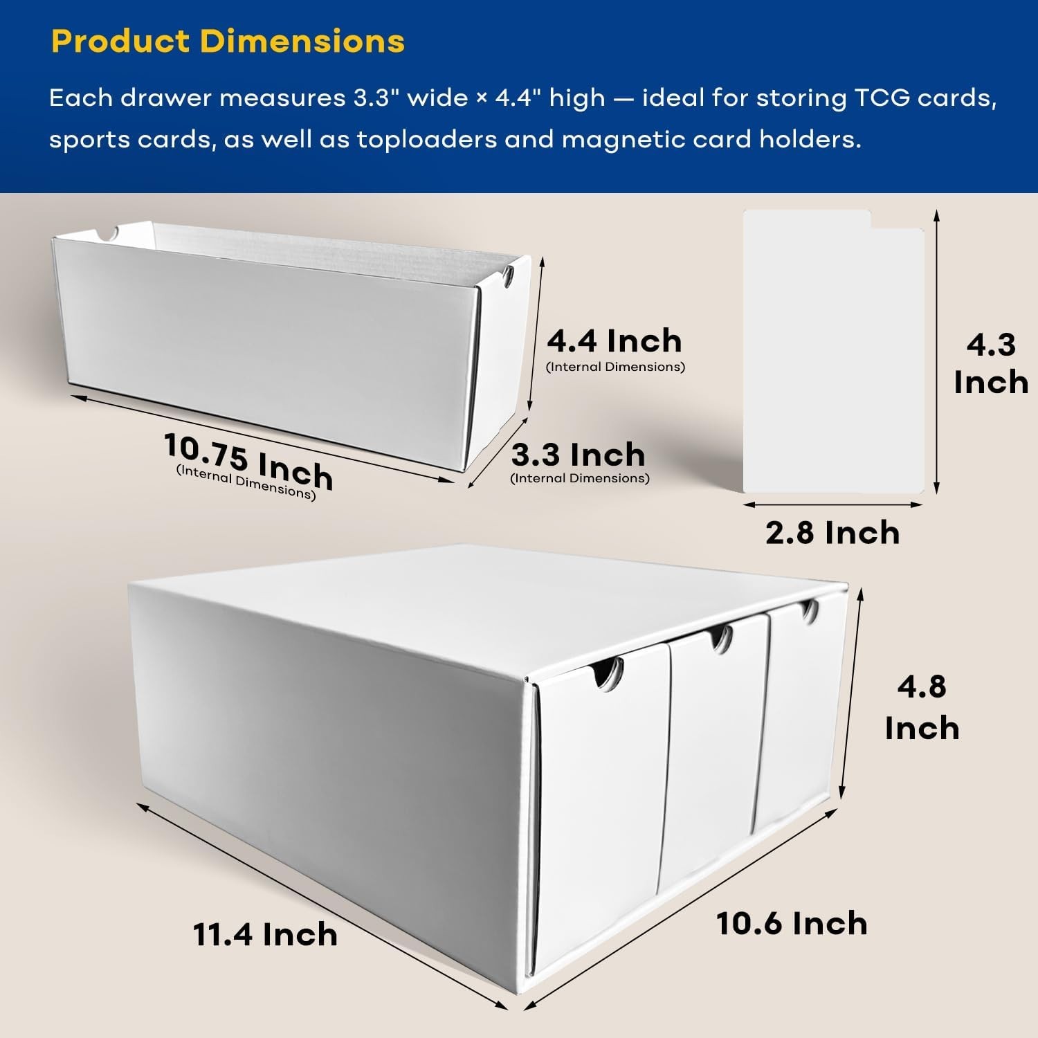 Trading Card Storage Box with 40 Dividers Cardboard Toploader Boxes 6 Drawer