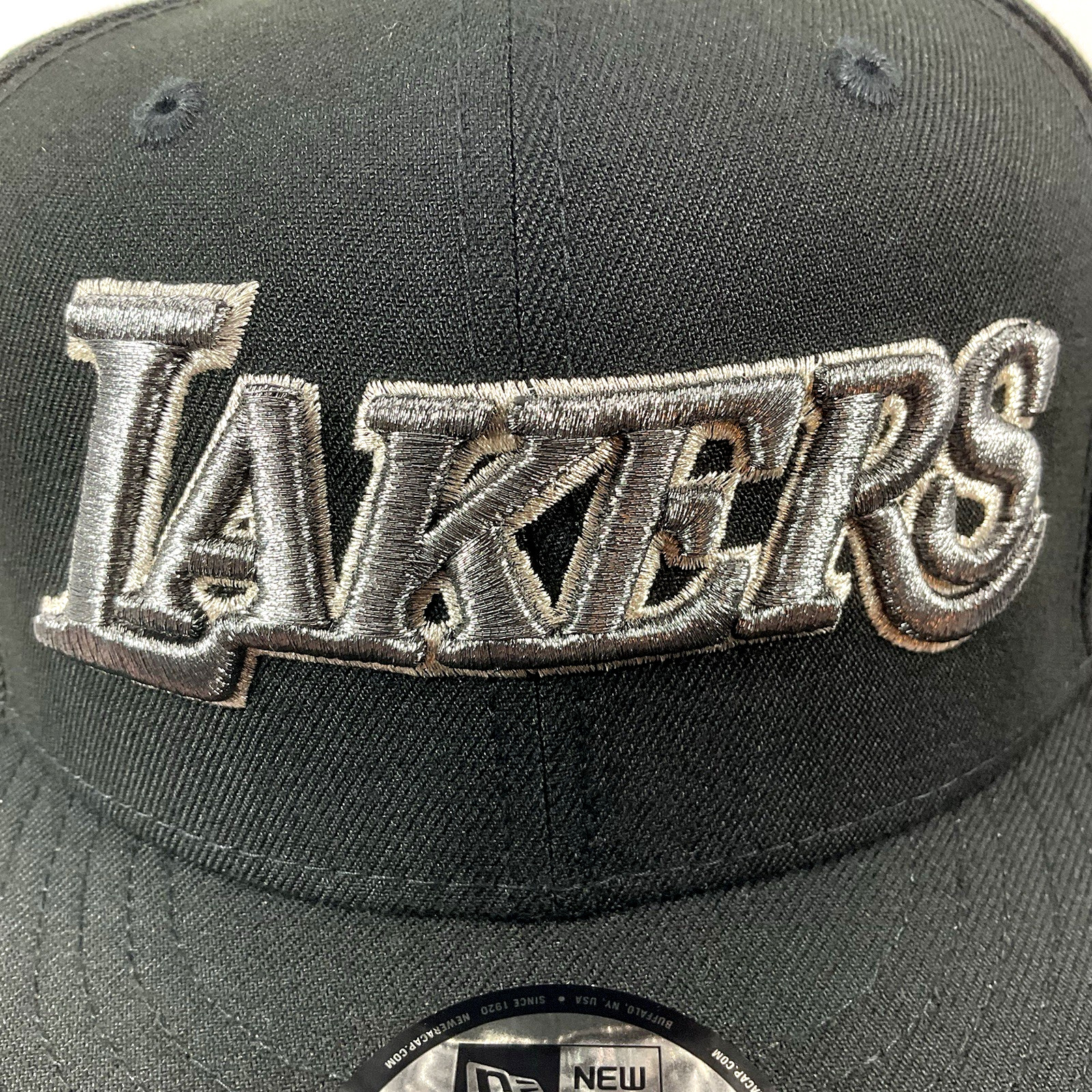 New Era LA Lakers Exclusive Black Metallic Titanium 9FIFTY Snapback Hat Cap