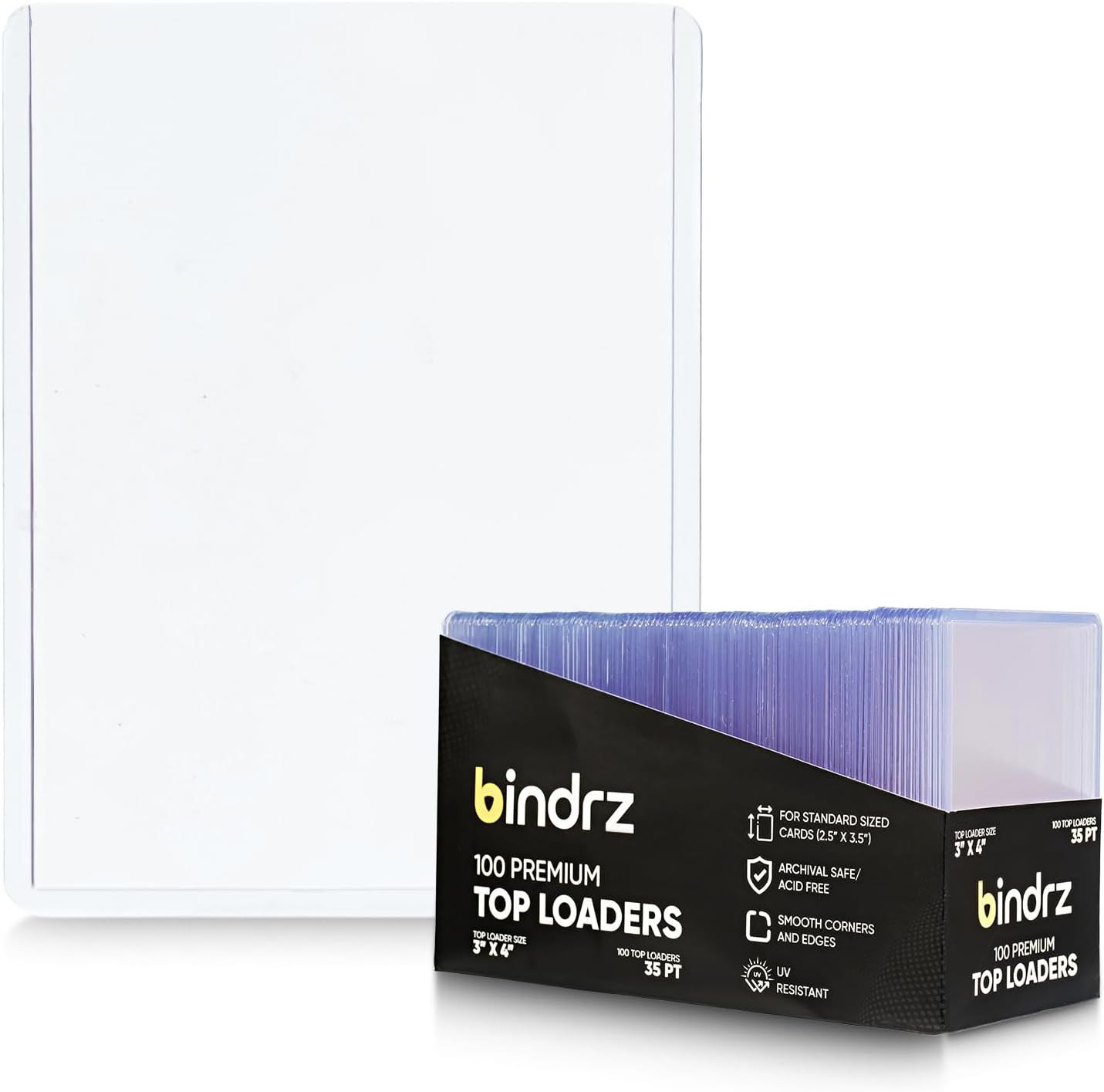 100 Top Loaders Card Protector – 3” X 4” 35PT Rigid Toploaders – Archival Safe H