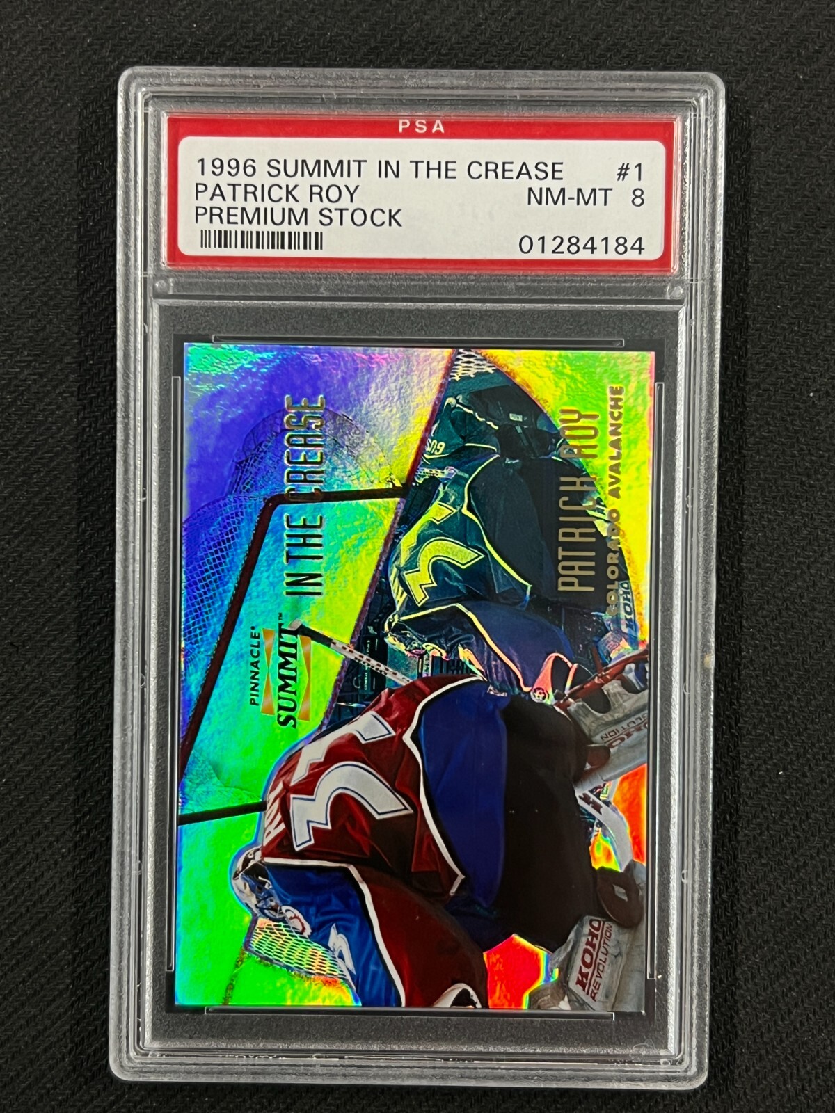 PSA 8 1996-97 Pinnacle Summit In The Crease #1 Patrick Roy Premium Stock /600