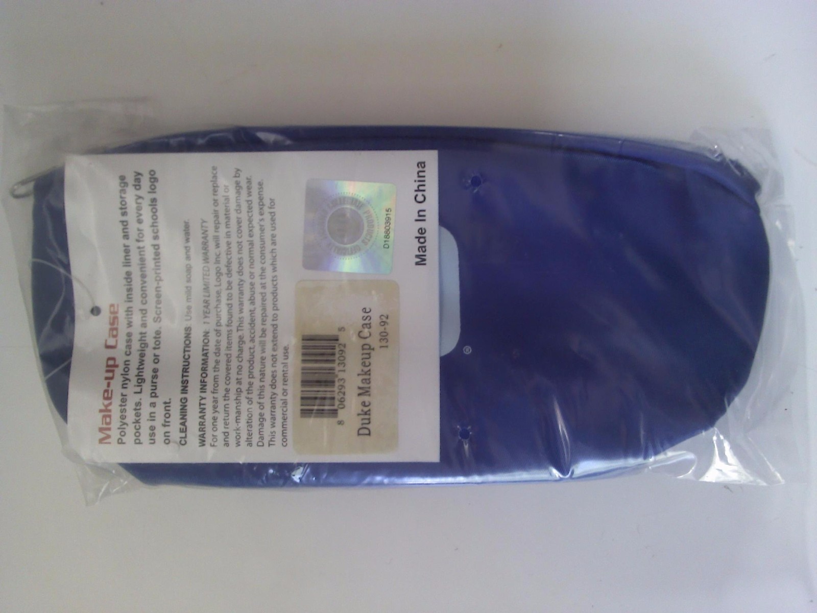 Duke Blue Devils Make-up Case Bag NIP NCAA 8 1/2″ x 4 1/2″ x 2 1/2″ Krzyzewski