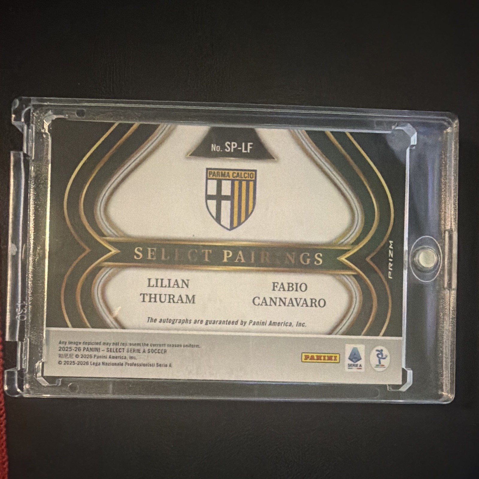 Panini 2025-26 Select Serie A Select Pairings Thuram Cannavaro Auto SP-LF