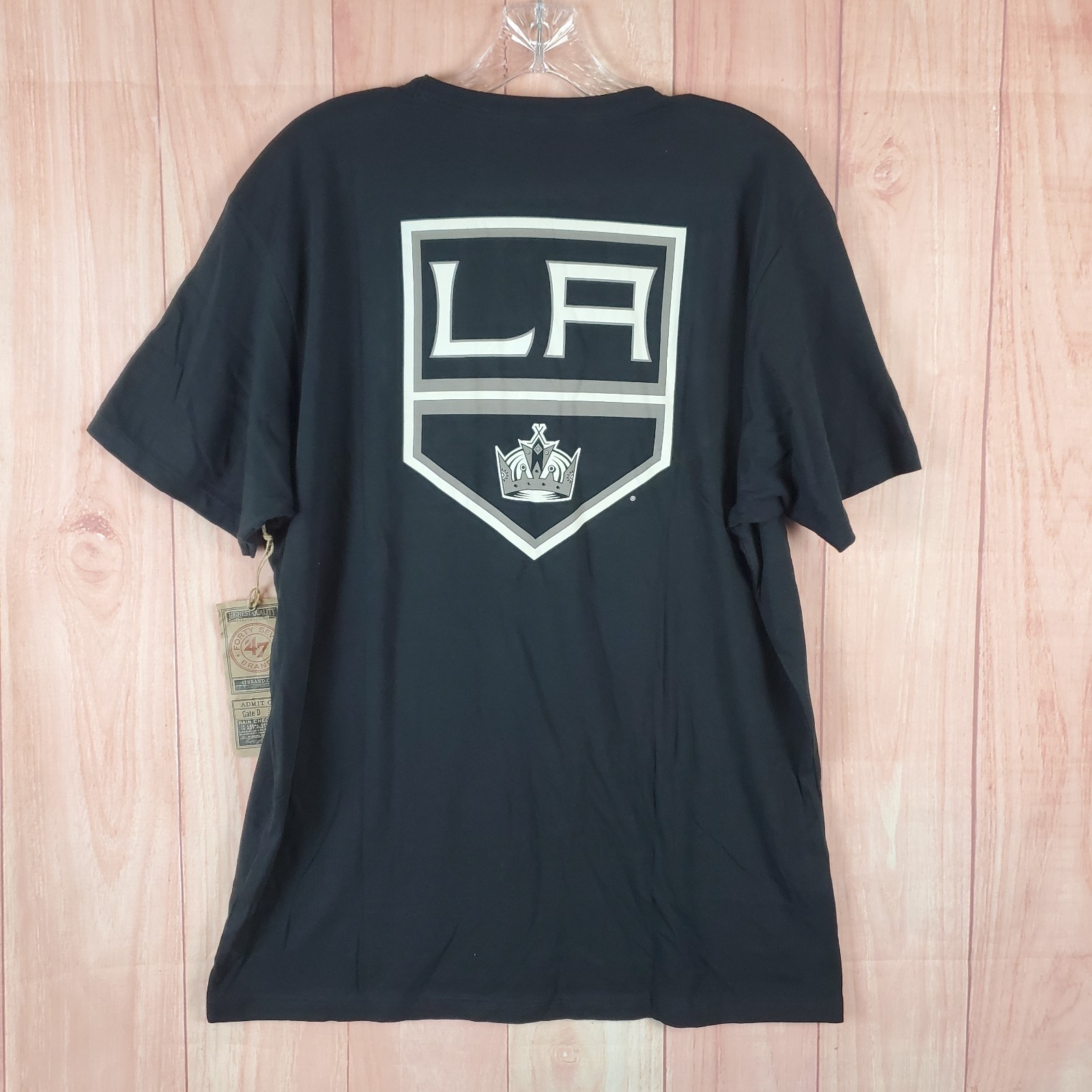 47 Brand Mens T-Shirt Sz Large Black Los Angeles Kings Short Sleeve Pullover