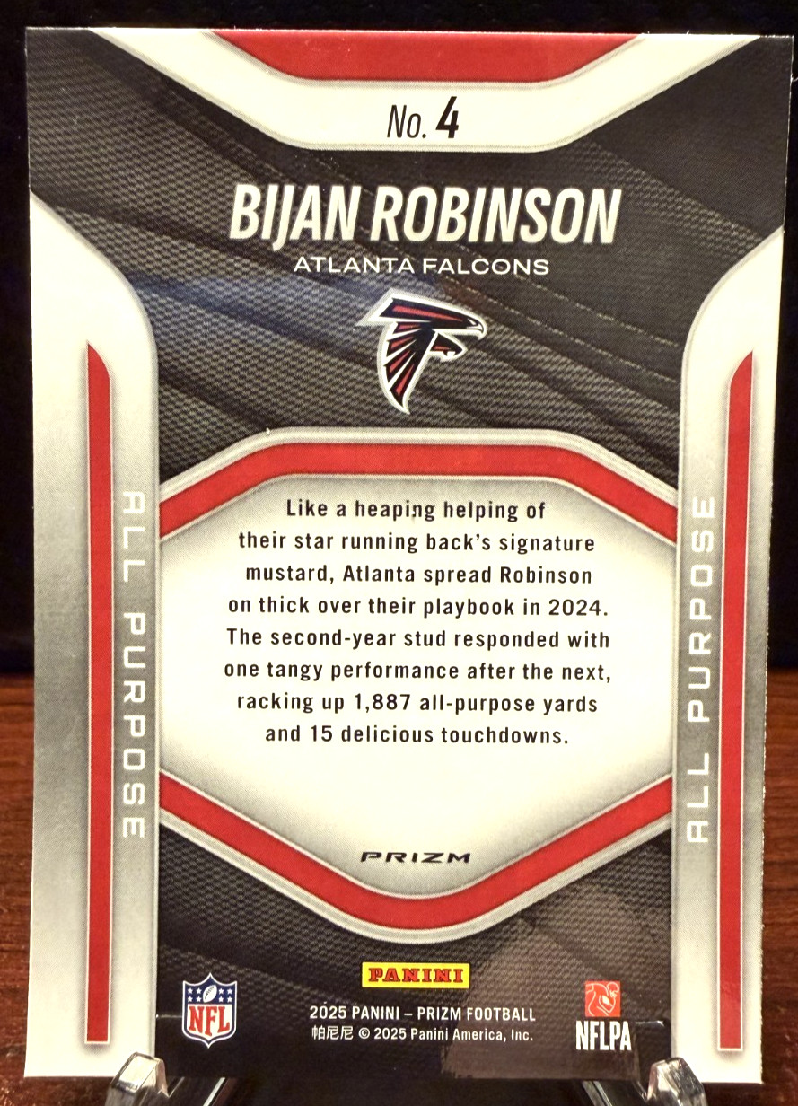 Bijan Robinson Silver Prizm All Purpose Insert-2025 Panini Prizm Atlanta Falcons