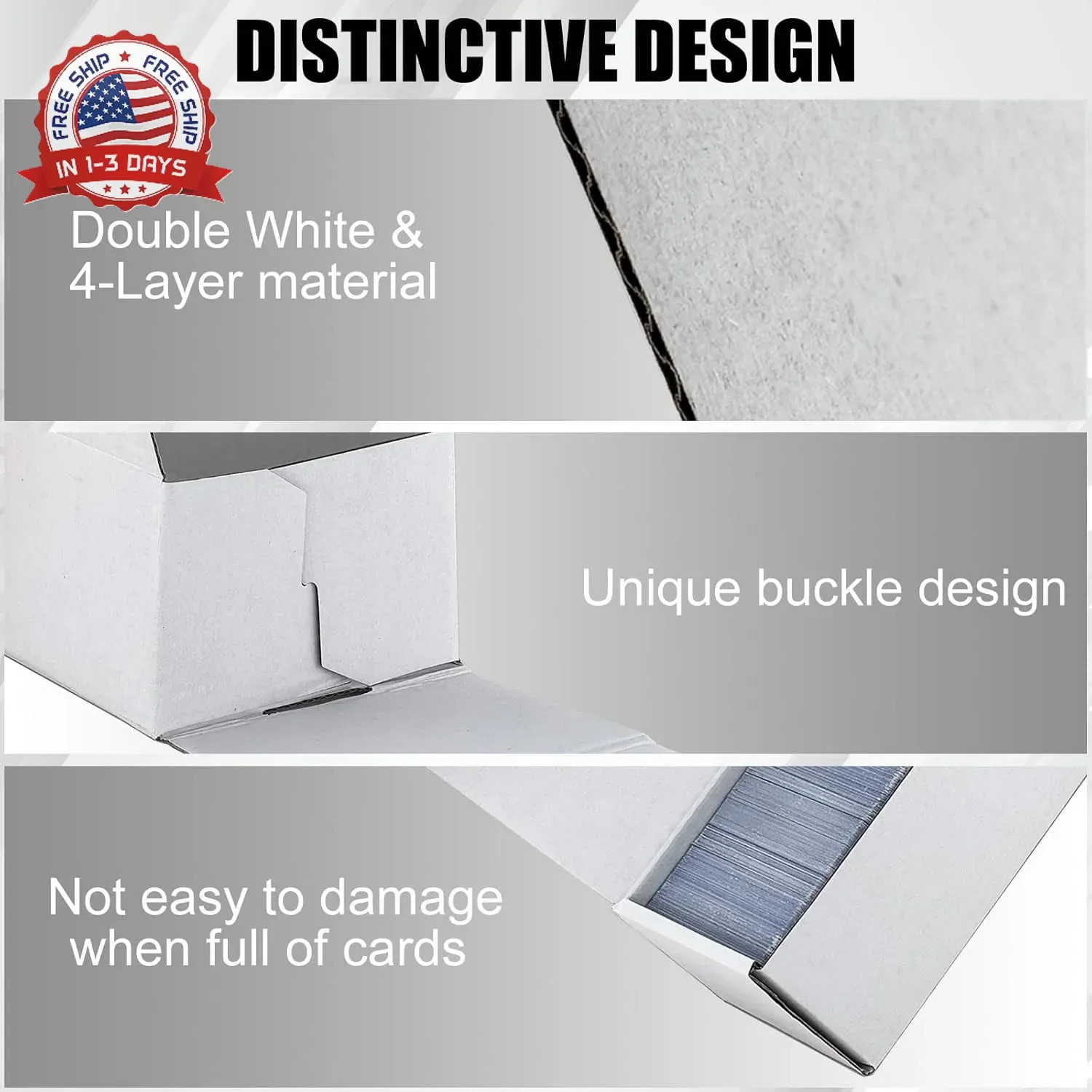 Trading Card Storage Box, 10-Pack 1100 Count White Corrugated Cardboard Bulk Spo