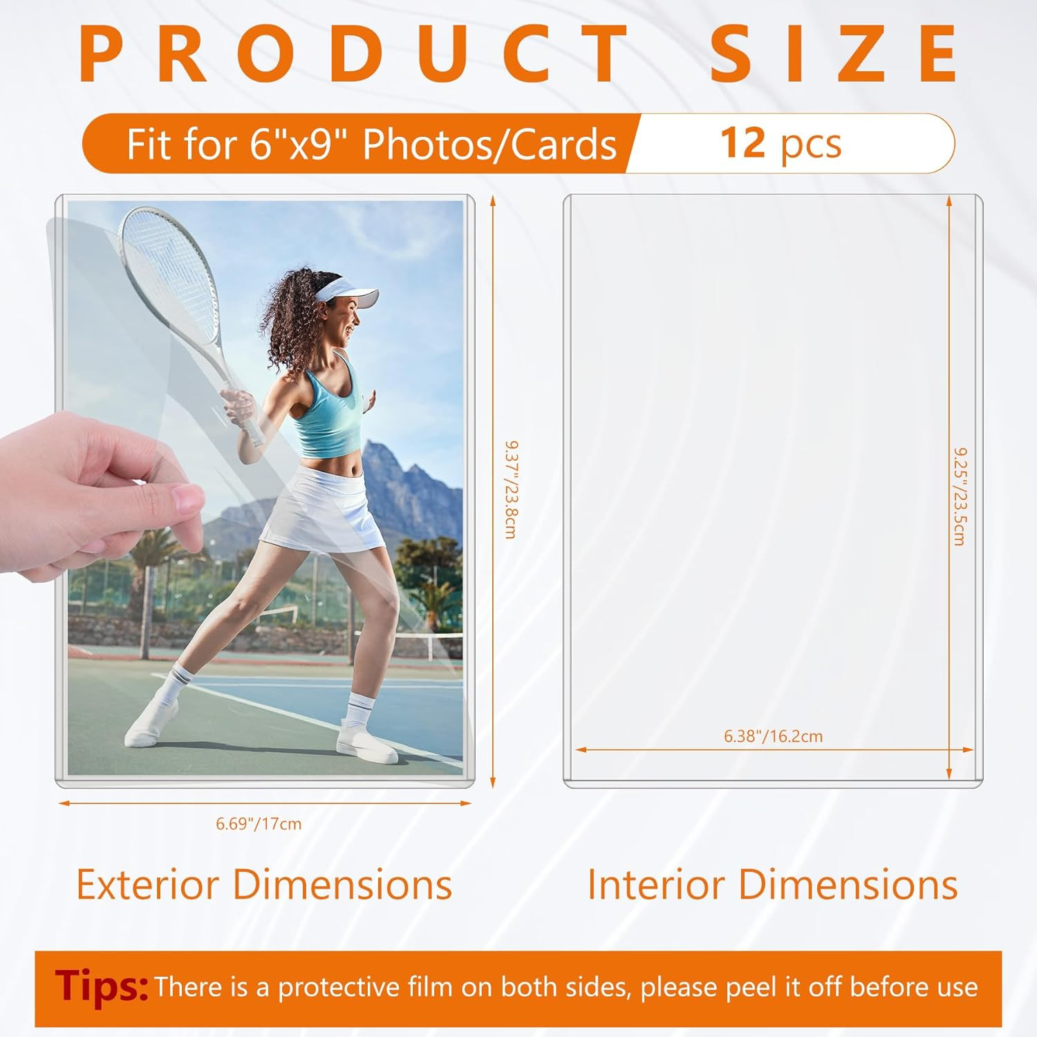 12PCS 6″ x 9″ Rigid Print Protectors Clear Hard Plastic Large Card Sleeves for J