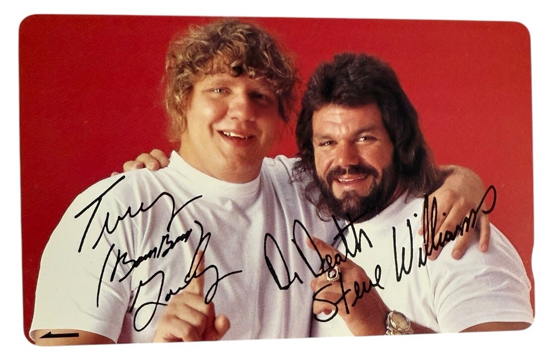 Terry Gordy Steve Williams Phone Card Printed Autograph AJPW WCW WWF 86x54mm