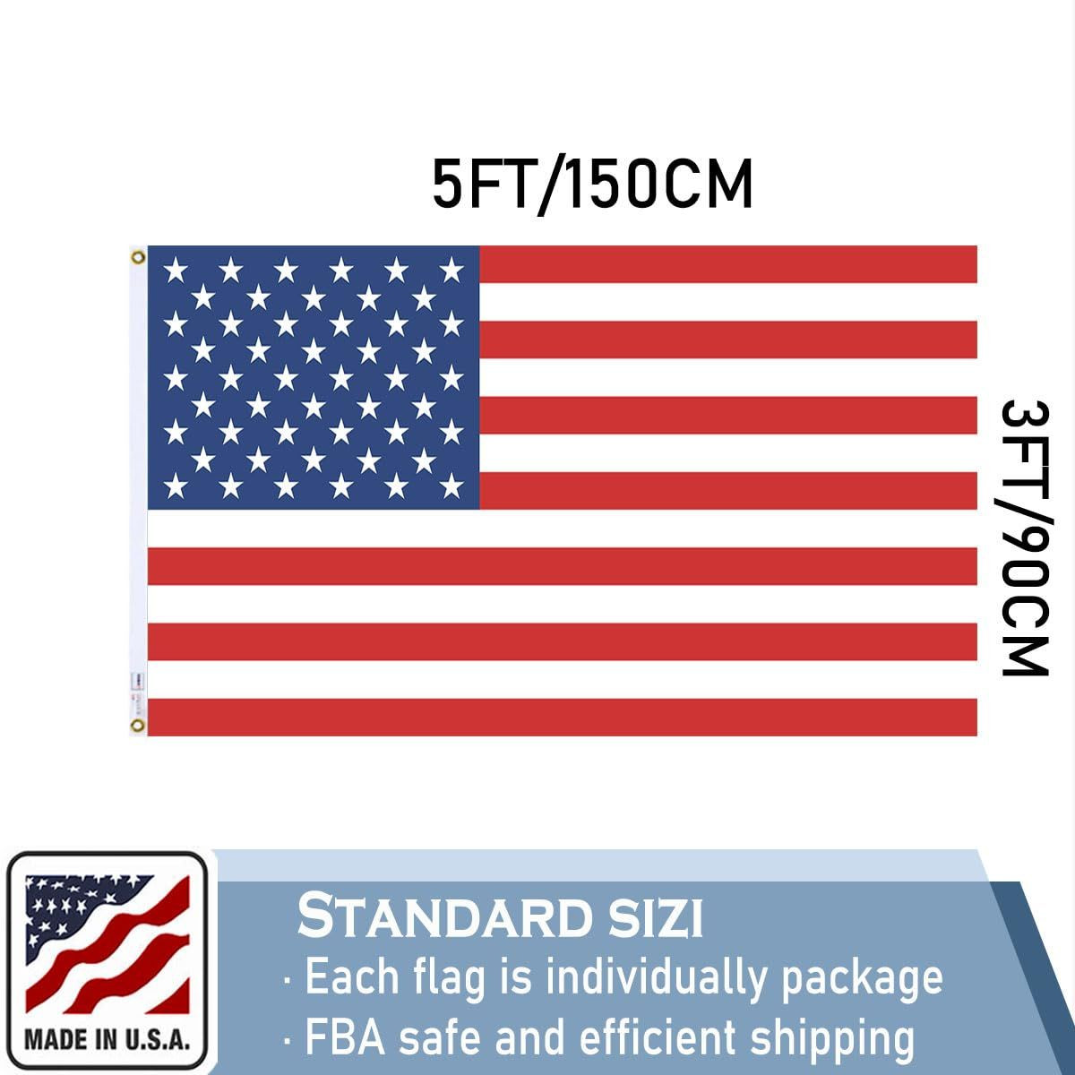 KEYCA Nylon Embroidered American US Flag 3×5 FT 100% FT, (Embroidered)