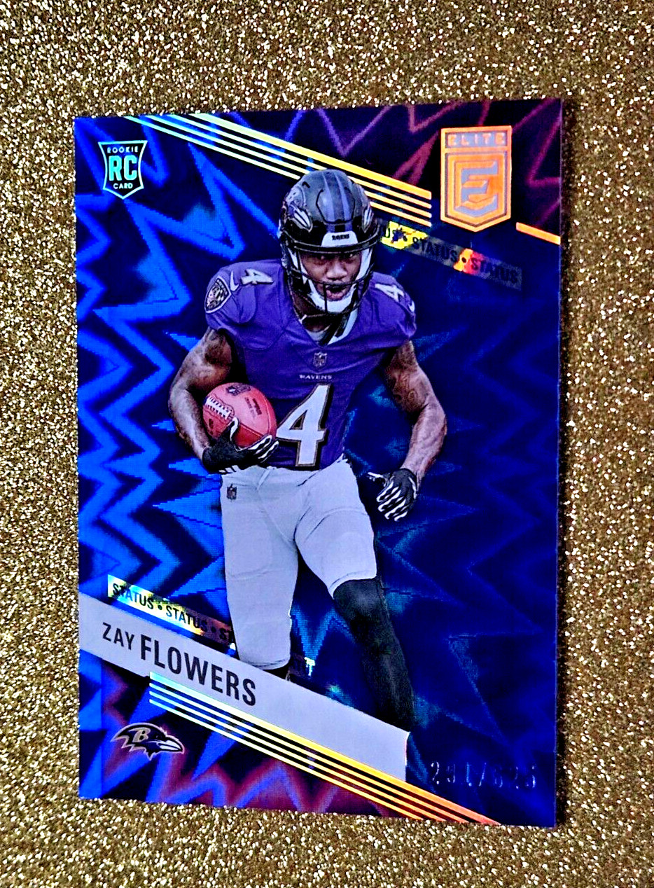 ZAY FLOWERS 2023 Panini Donruss Elite Blue Status Explosion /625 MINT RC #200