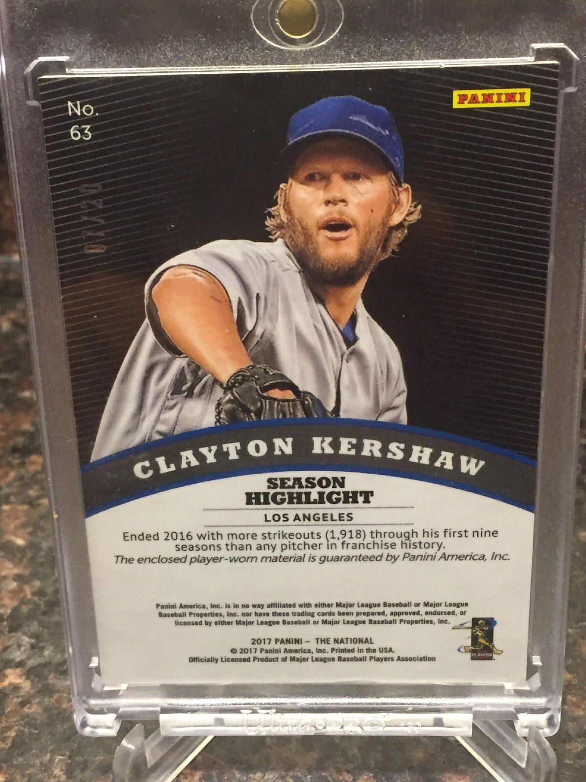 Clayton Kershaw Panini The National Gold Pack Two Color Patch 7/20!! Hot Rare!!!