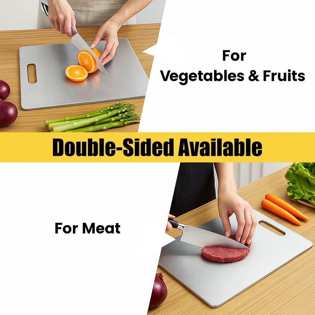 Titanium Cutting Board Set of 3, 100% Pure 3-Piece Set, Silver