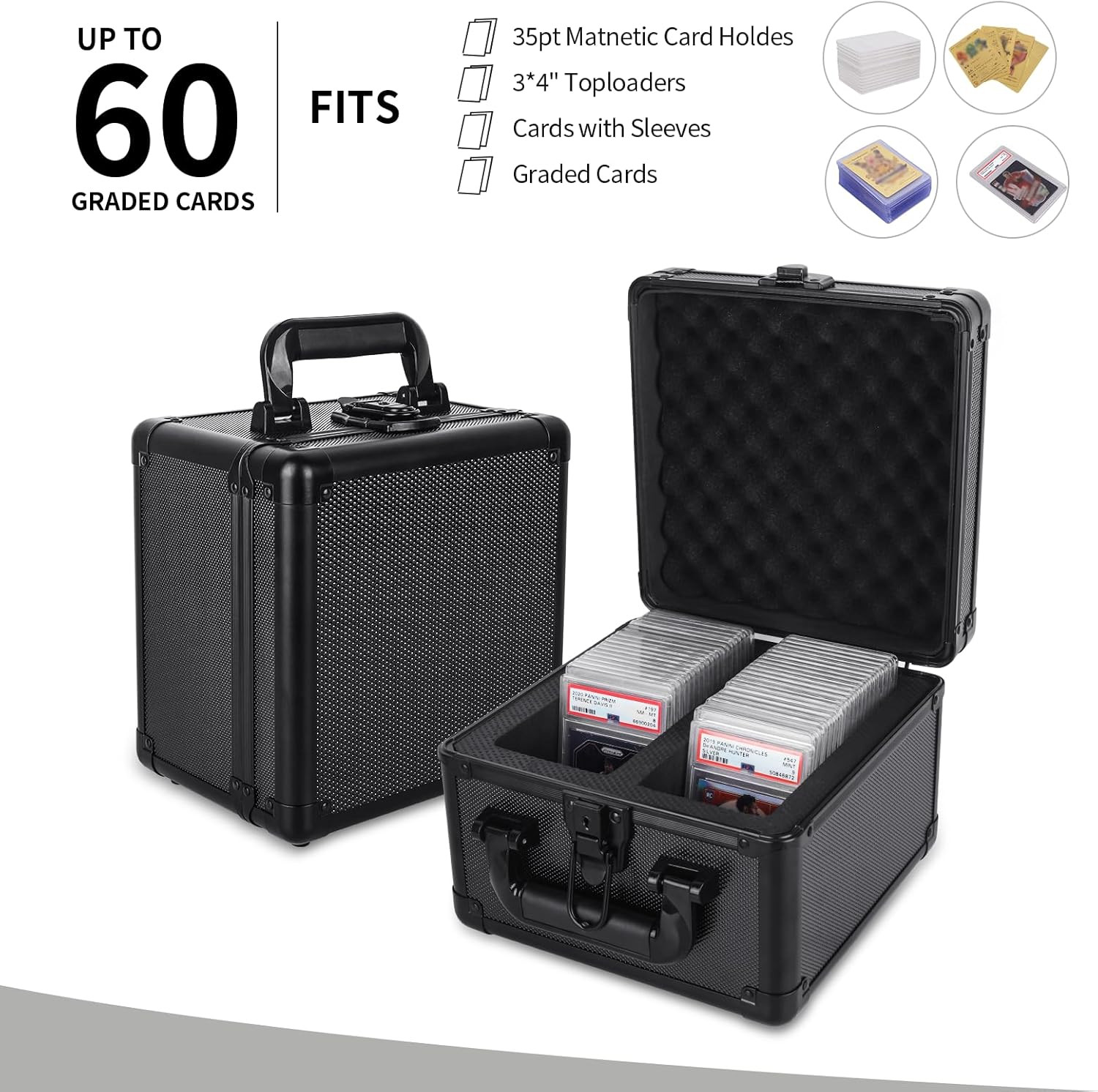 Graded Card Storage Box, Holds 60+ PSA Slab Card Case for Graded Cards Sports Ca