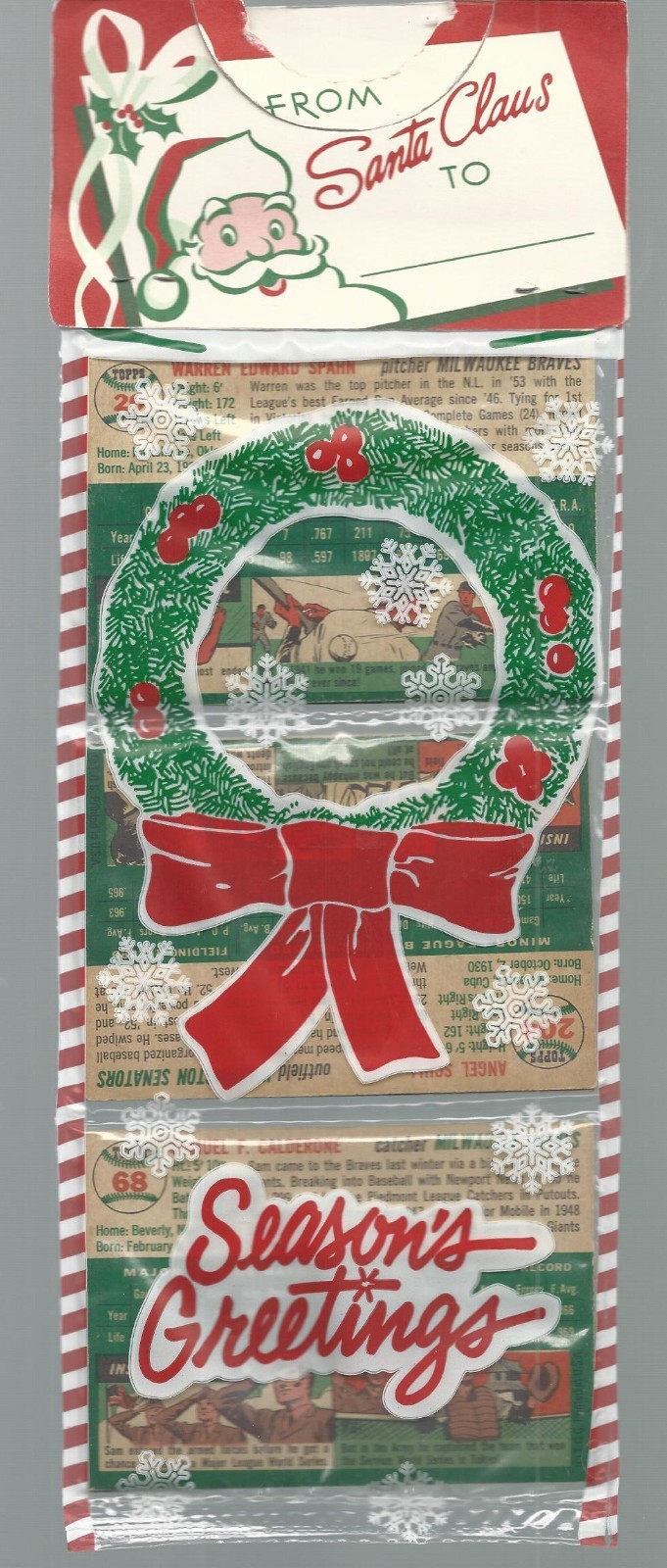 1954 TOPPS Christmas RACK PACK W HOFER WARREN SPAHN / POS: HANK AARON ROOKIE