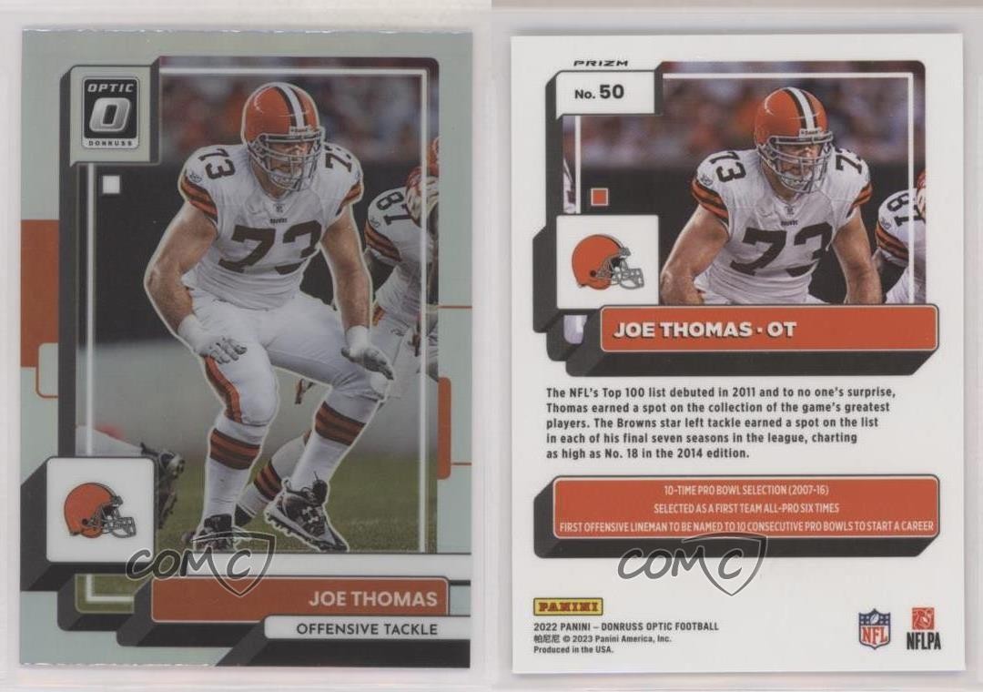 2022 Panini Donruss Optic Holo Prizm Joe Thomas #50 HOF 10tb